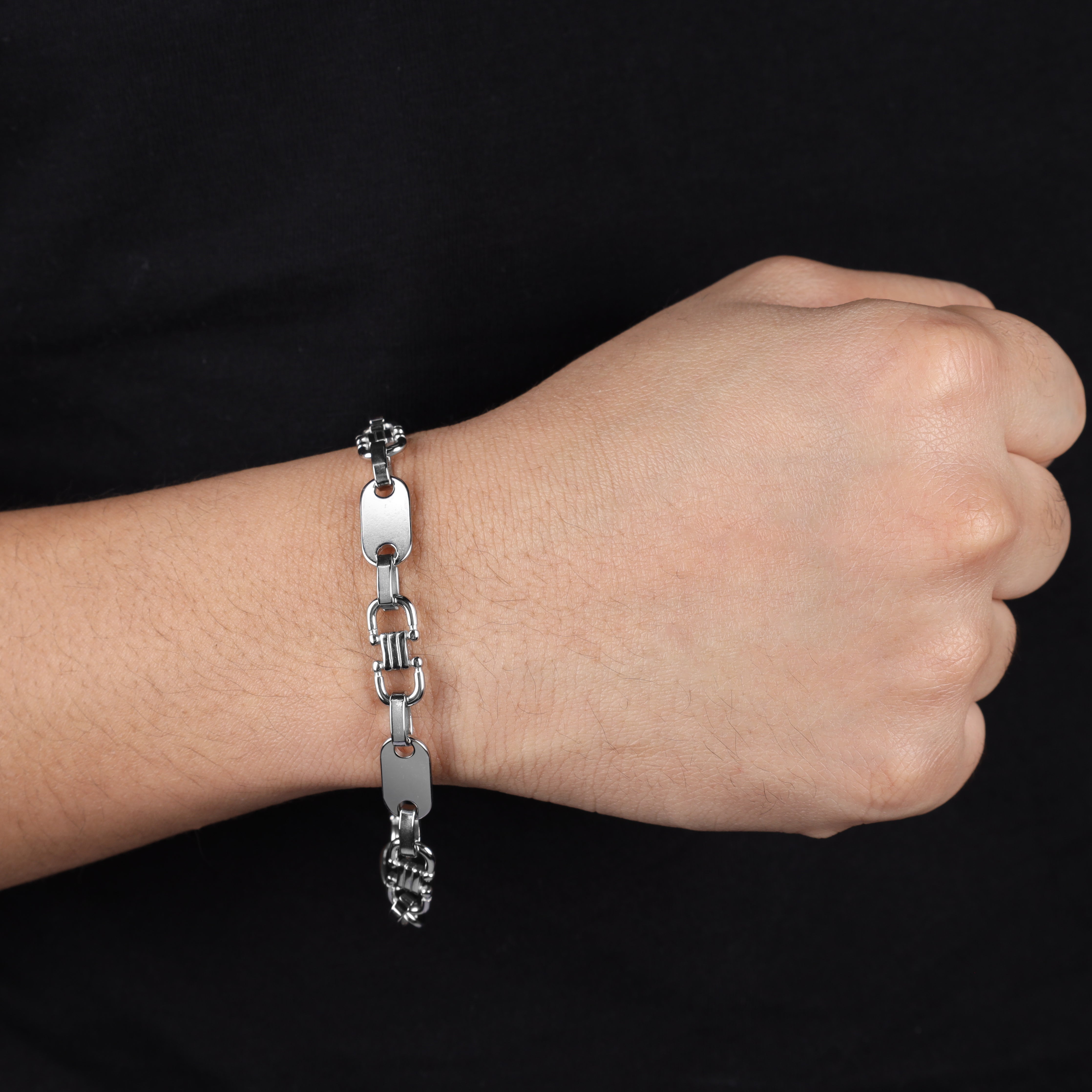8mm Plattenkette Armband Steigbügelkette aus Edelstahl - Taipan Schmuck