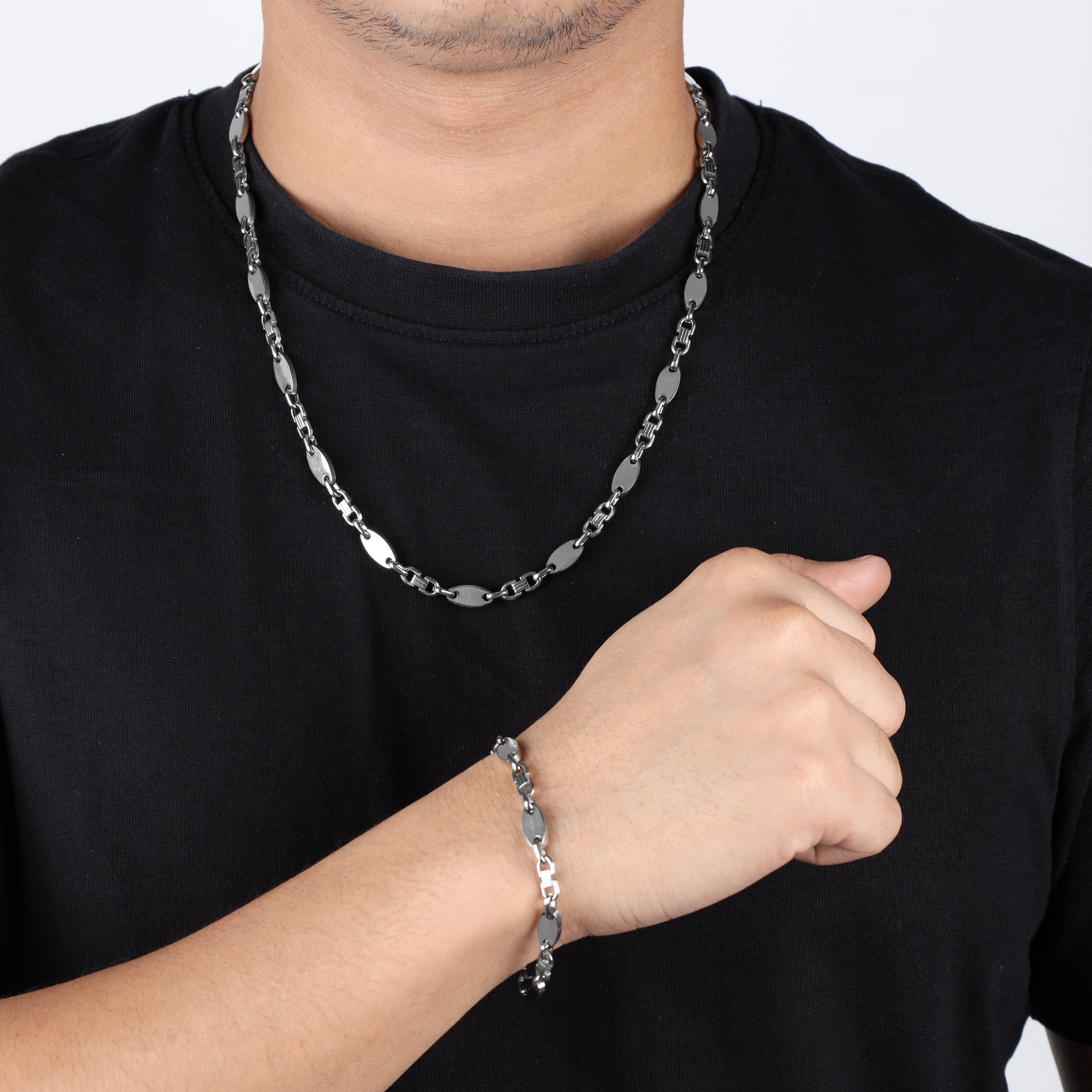 Set Plattenkette 6mm breit aus Edelstahl - Taipan Schmuck