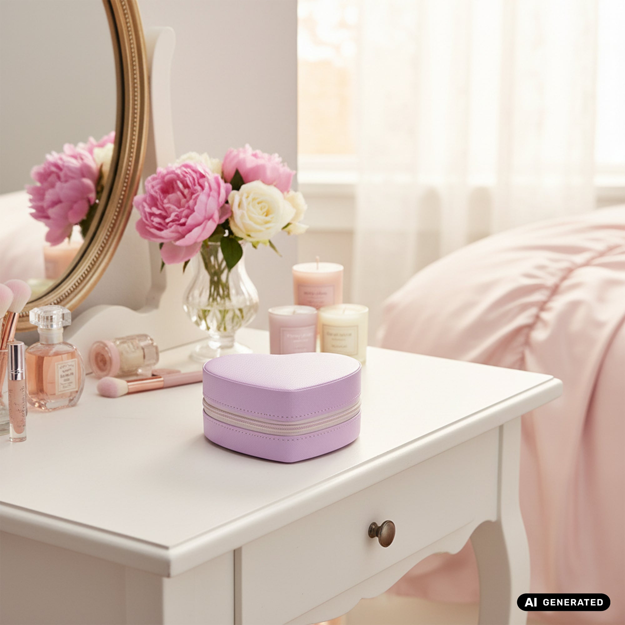 Schmuckbox Schatulle Herz in rosa für Reise und Aufbewahrung Geschenkbox