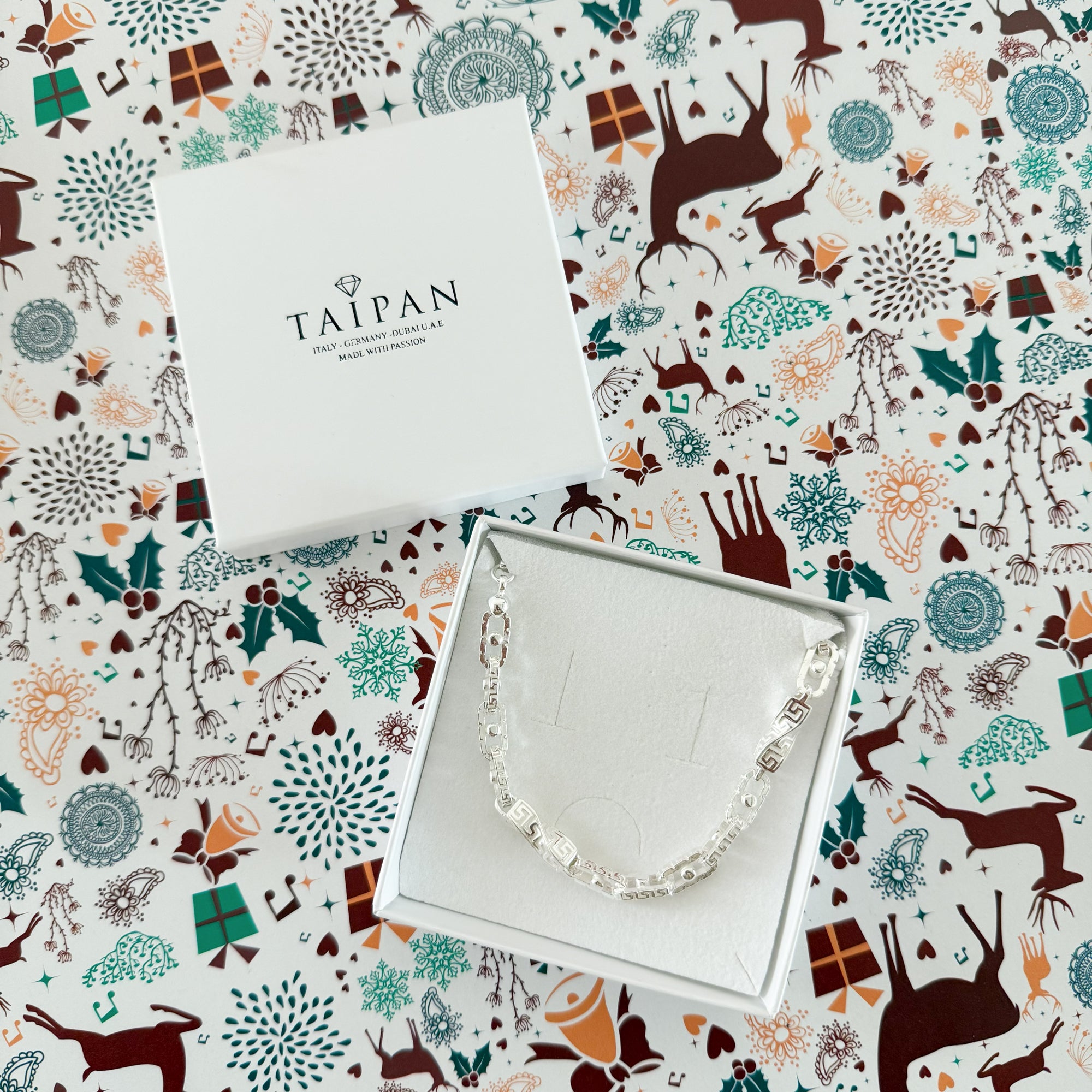 Weihnachtliche Geschenkverpackung inkl. Tüte und Schmuckschachtel weiß