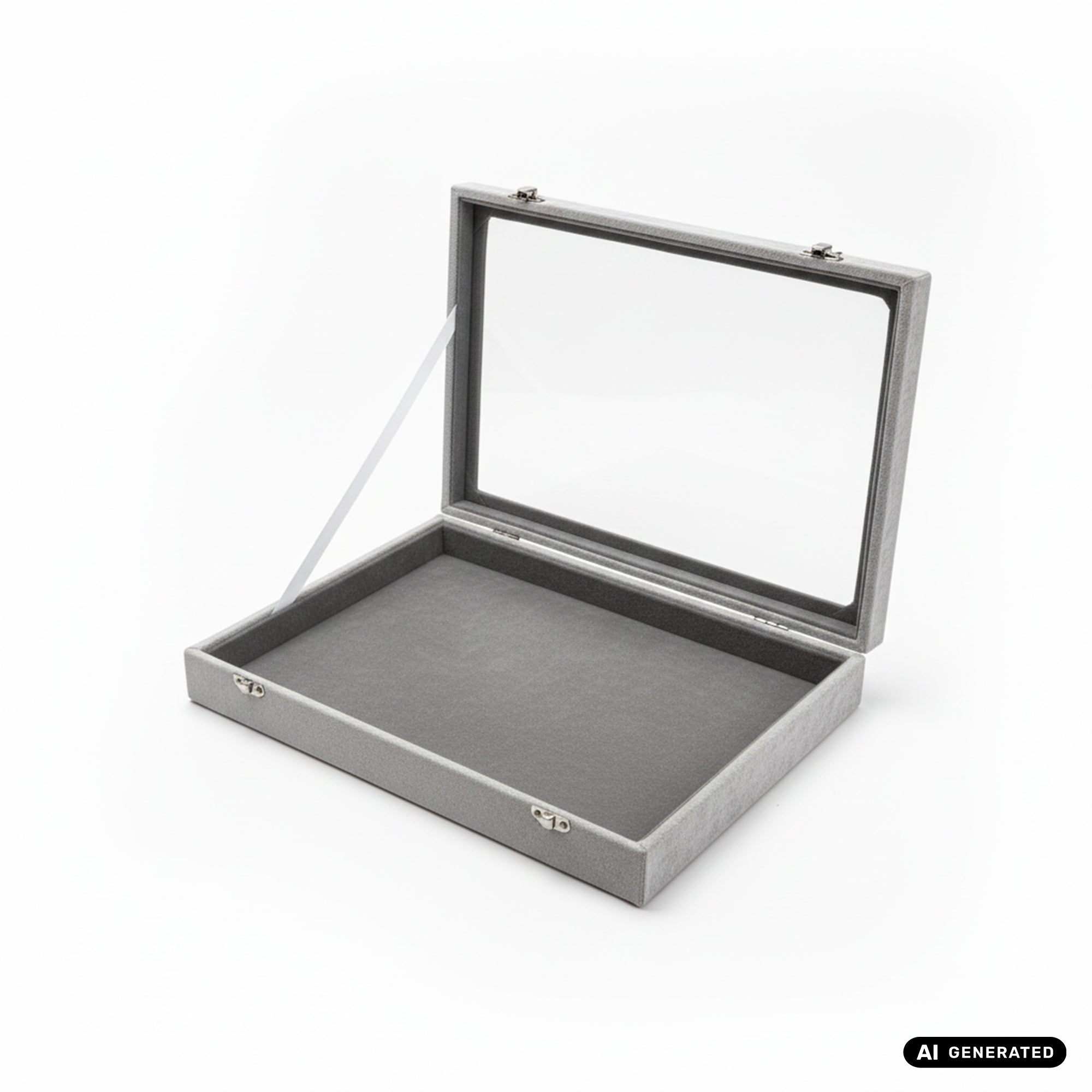 Elegante Schmucklade mit Sichtfenster Staubschutz Schmuck Aufbewahrung in grau