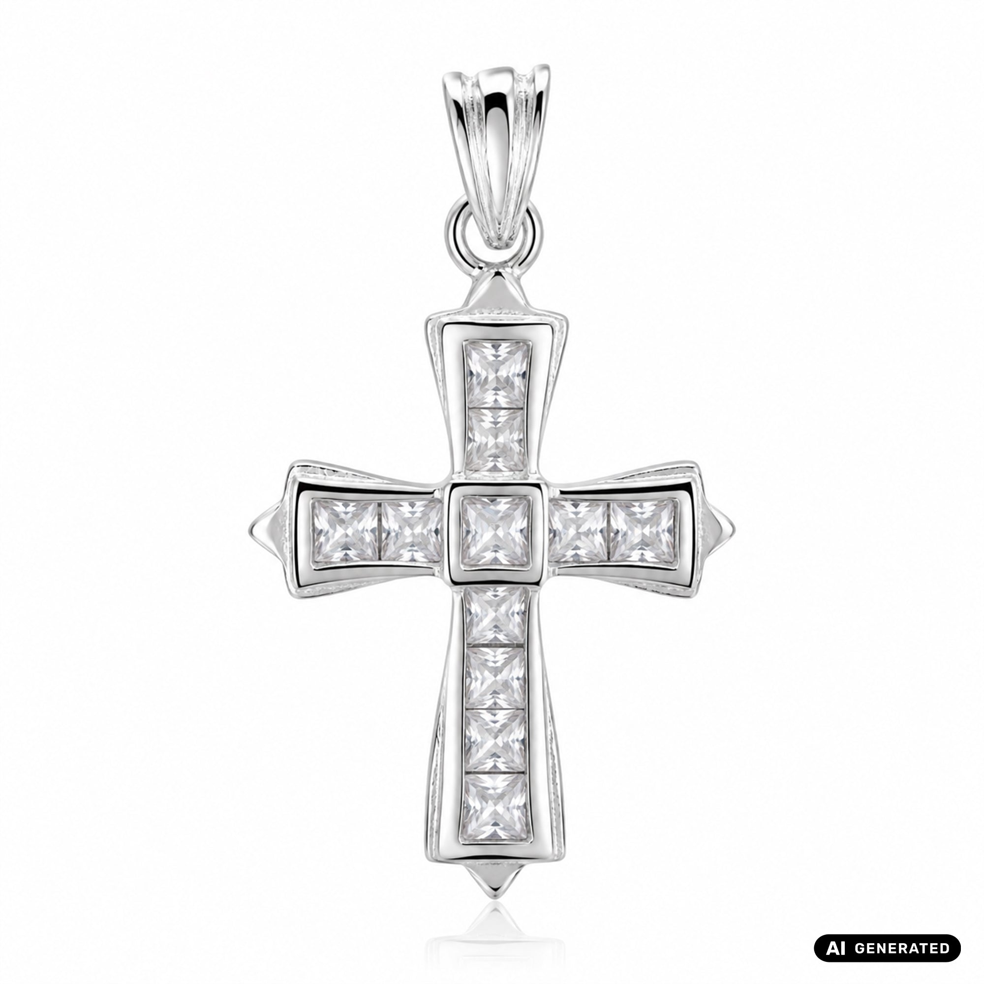 Kreuz Anhänger Iced Out Stil aus 925 Sterlingsilber