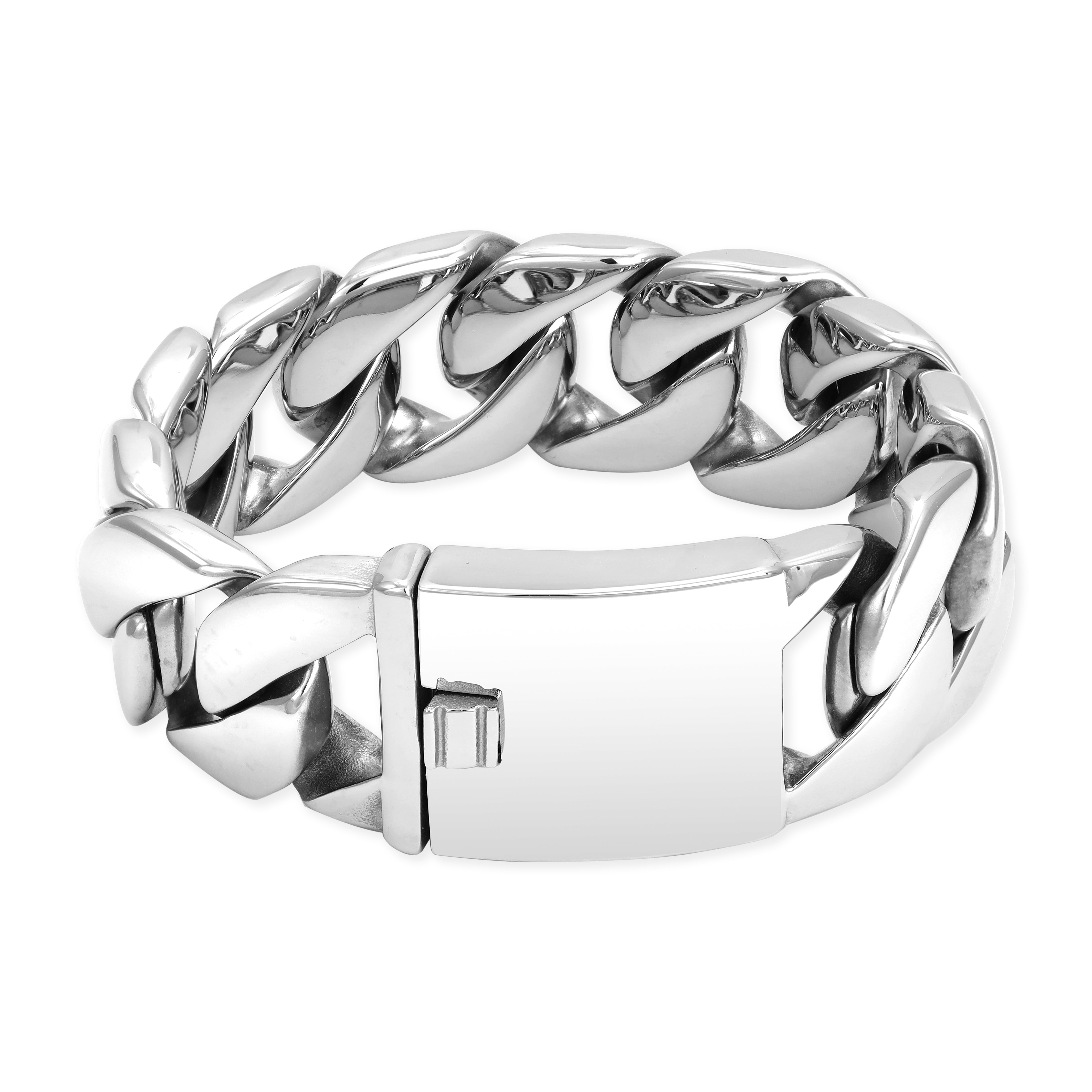 24mm breites XXL Miami Cuban Link Armband Panzerkette aus Edelstahl - Taipan Schmuck