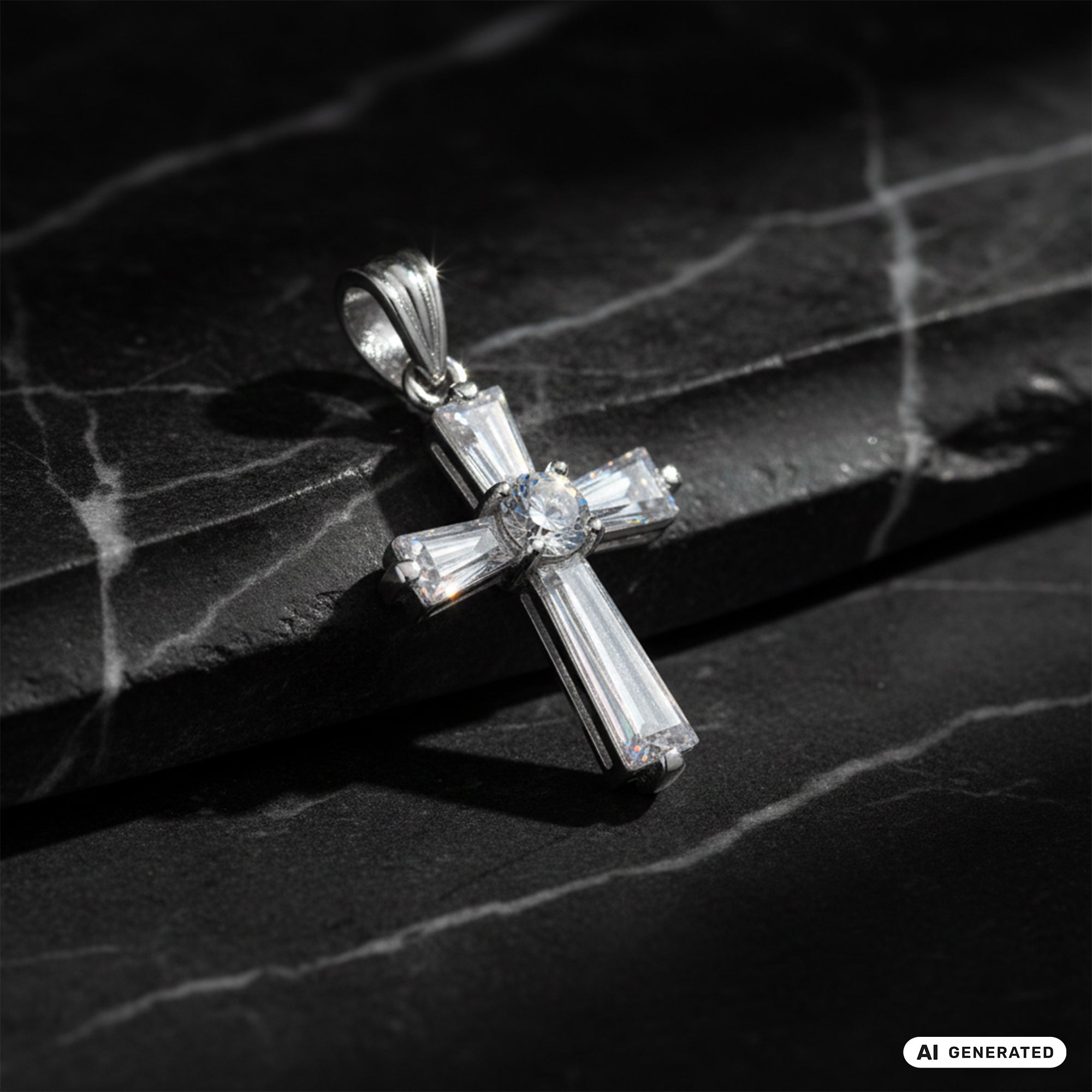 Kreuz Anhänger Iced Out Stil aus 925 Sterlingsilber