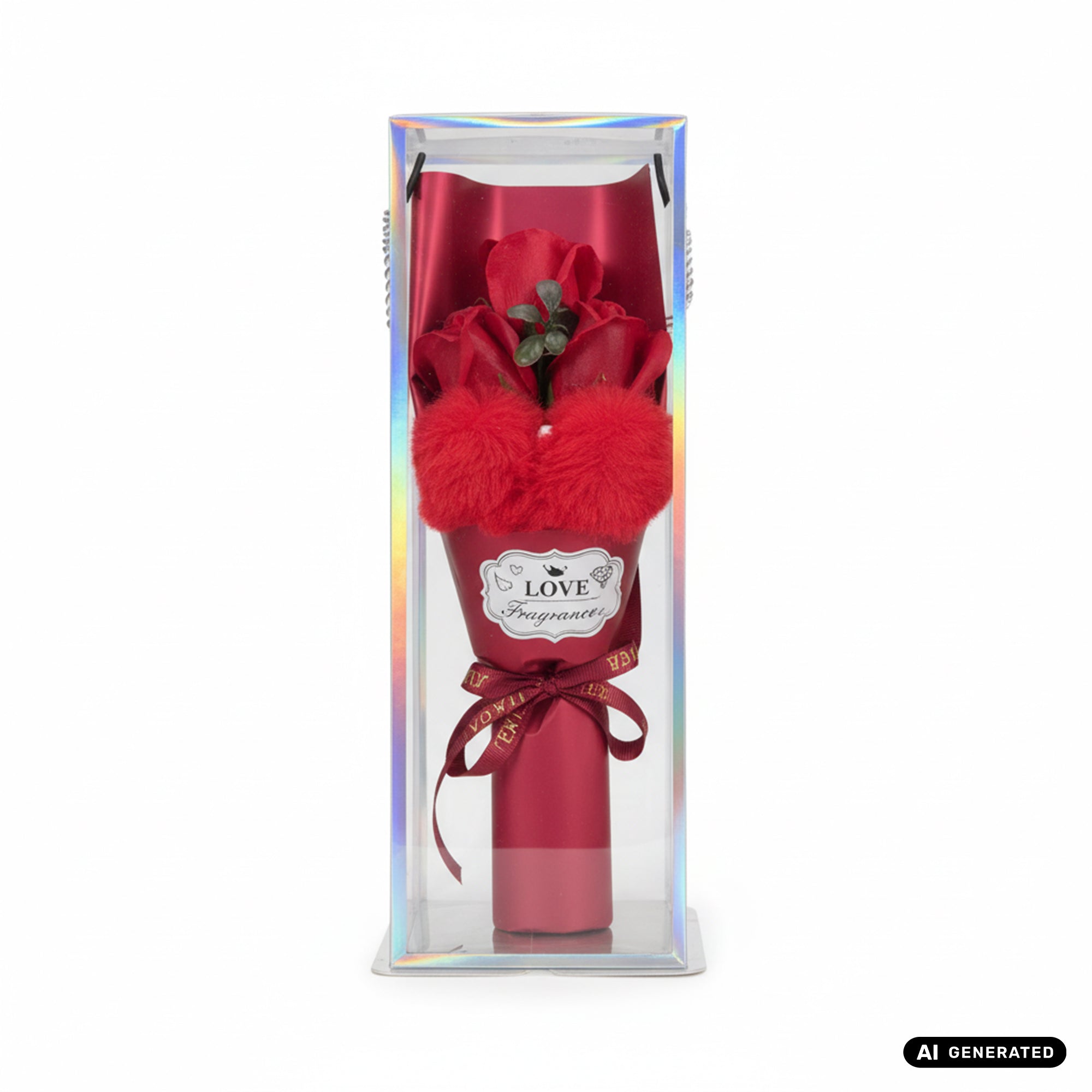 Elegante Deko-Rose in holografischer Geschenkbox für Valentinstag, Jahrestag, Geburtstag
