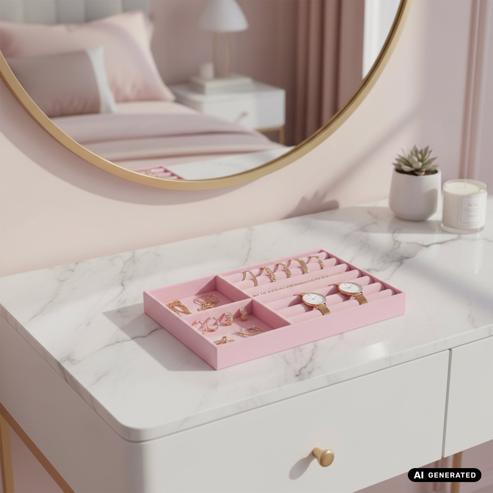 Schmucklade pink für Schmuckpräsentation und Aufbewahrung 2 Fächer