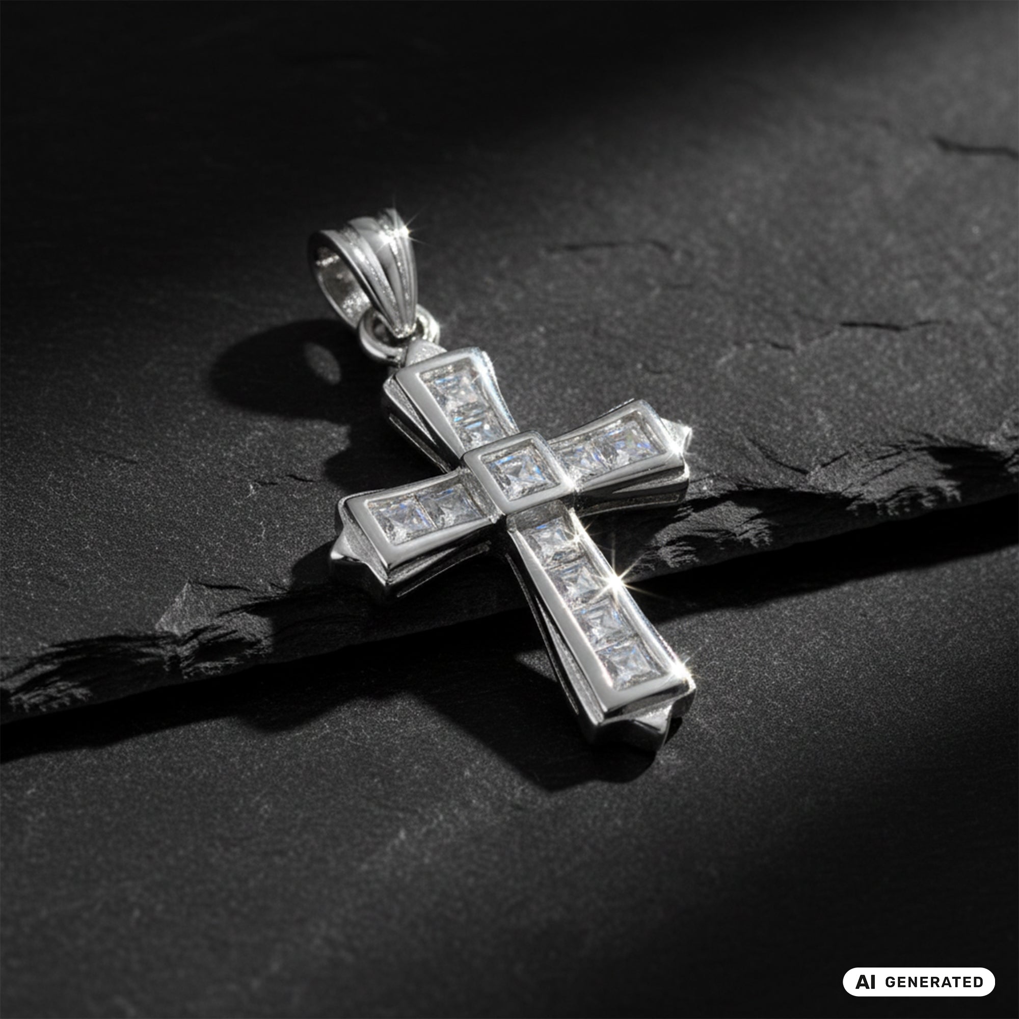 Kreuz Anhänger Iced Out Stil aus 925 Sterlingsilber