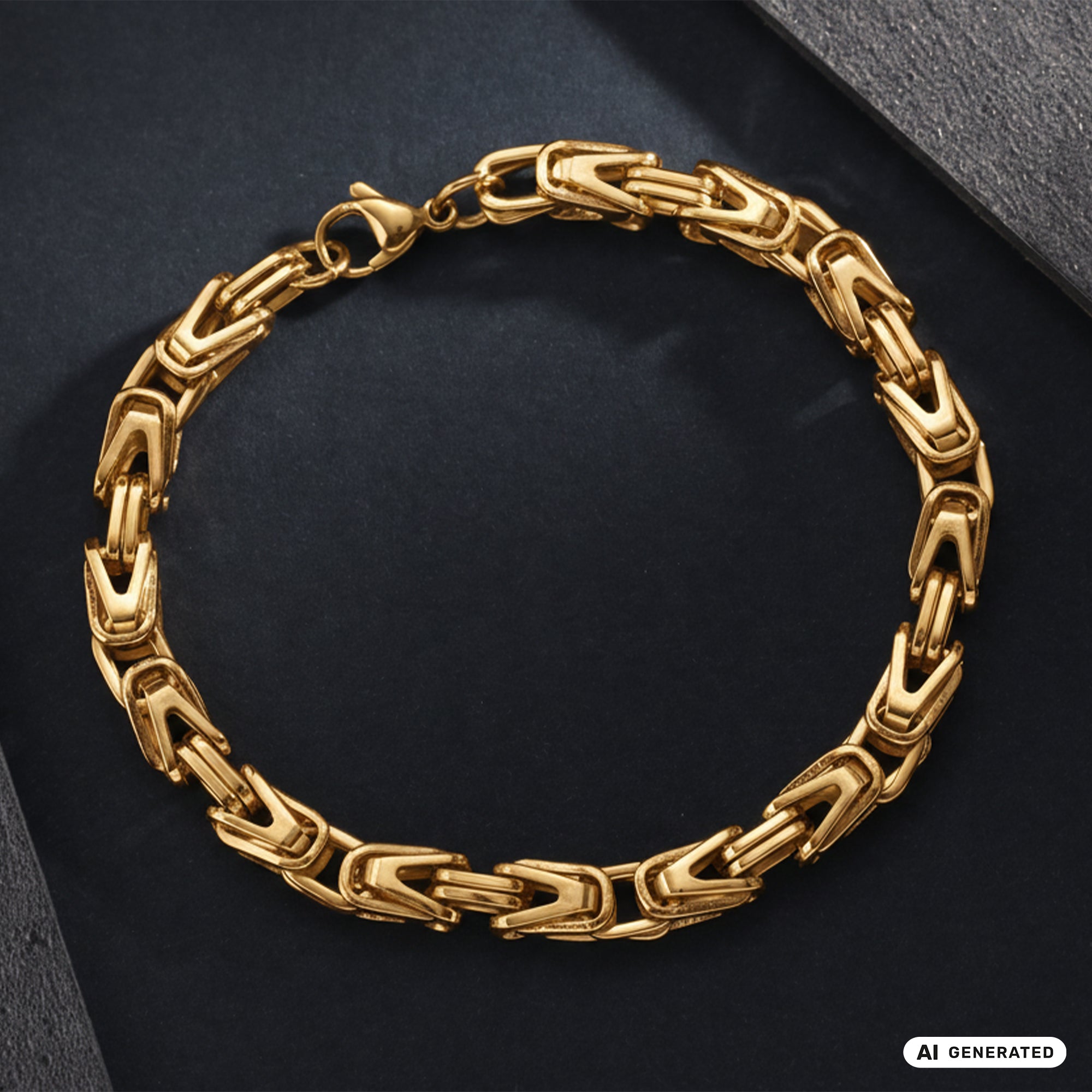 6mm Königskette Armband aus Edelstahl vergoldet