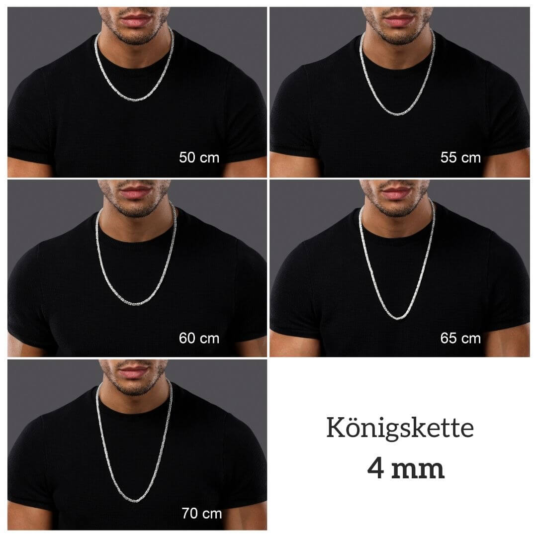 Set - Königskette vierkant 4mm - Halskette + Armband aus 925 Silber - 20% sparen - Taipan Schmuck
