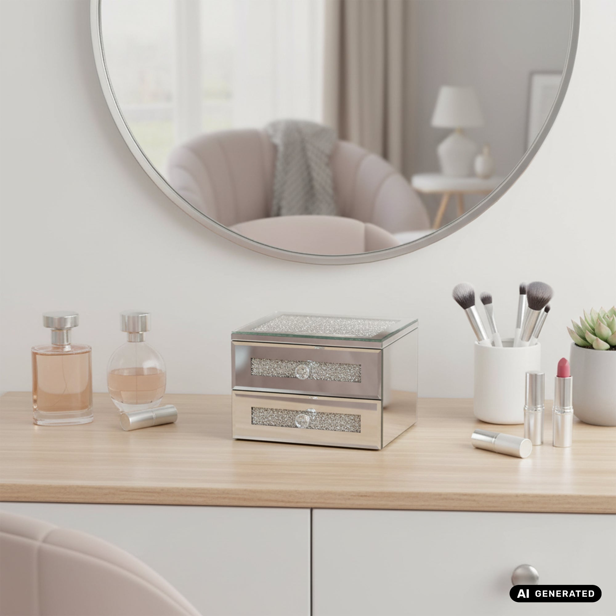 Schmuckbox Schubalde mit Kristall-Glitzer