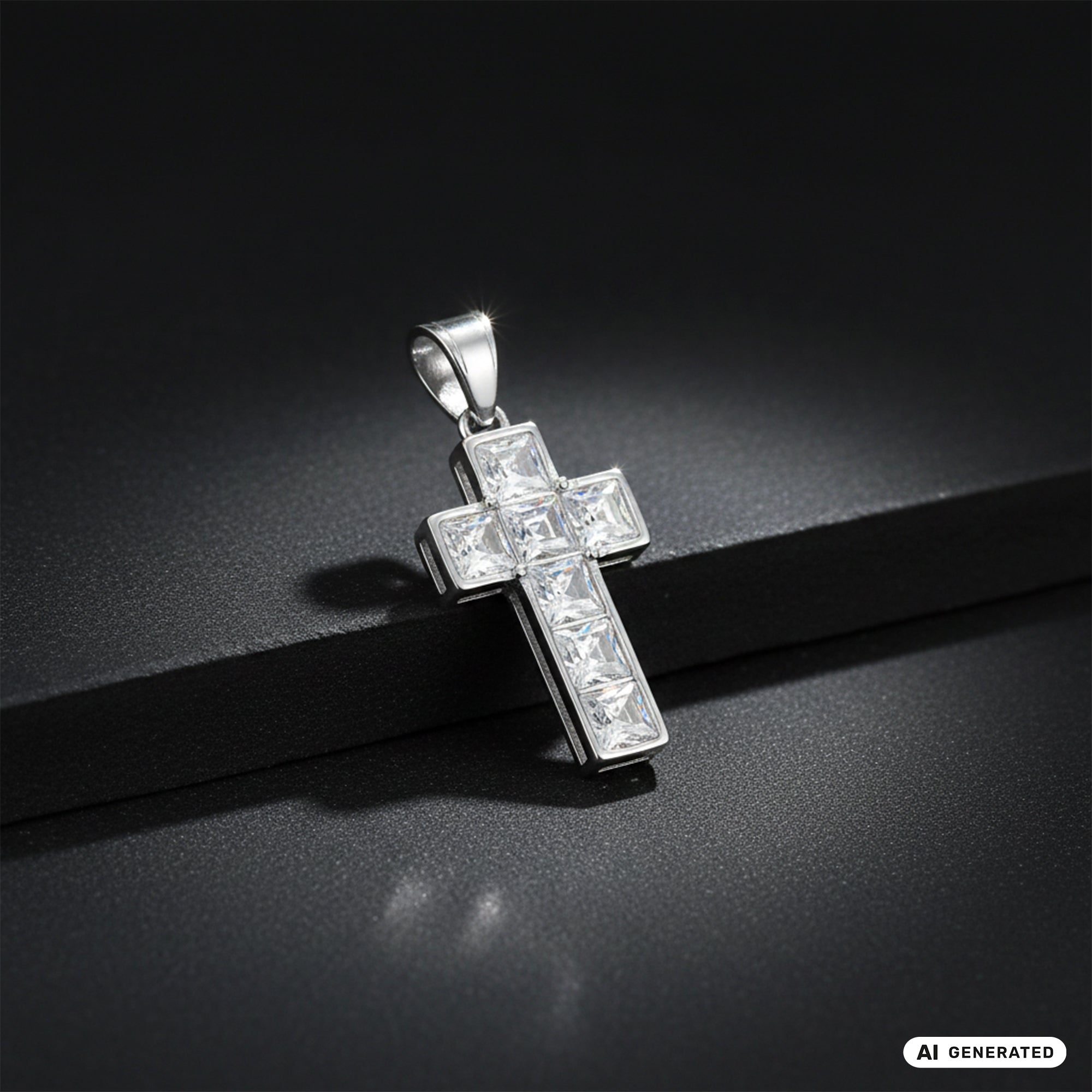 Kreuz Anhänger Iced Out Stil aus Edelstahl