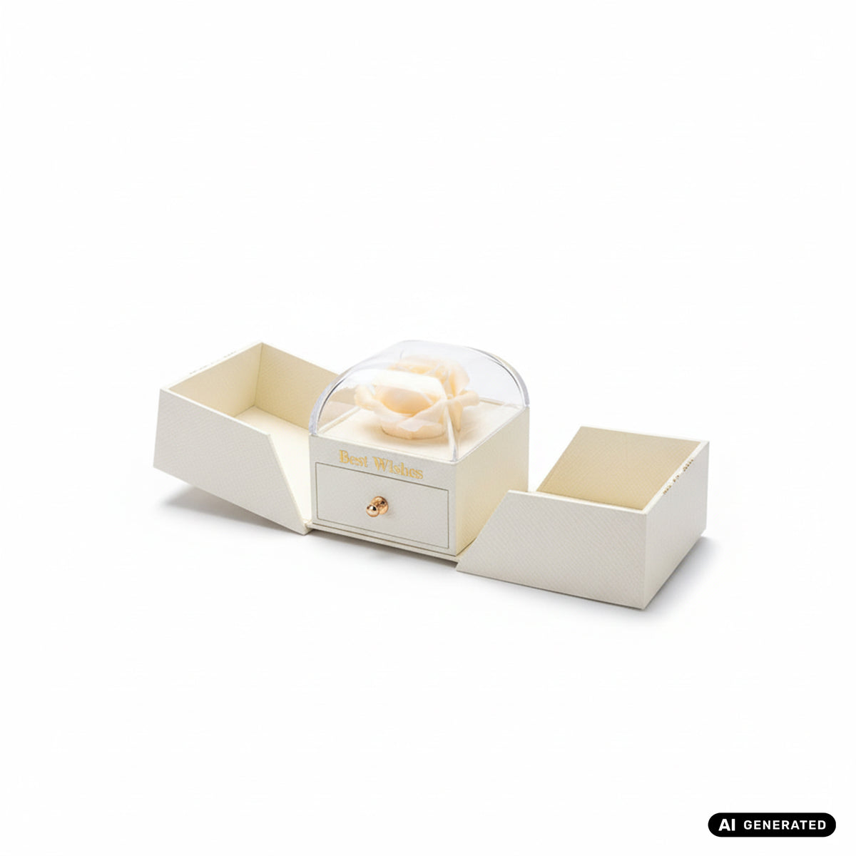 Schmuckbox Geschenkbox mit Rose in creme weiß