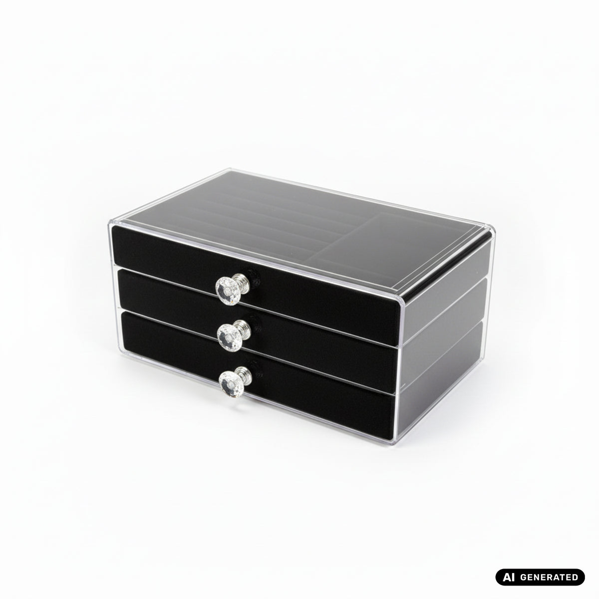 Schöne Acrylic 3-Schubladen Box in schwarz Schmuckbox Schmuckschatulle
