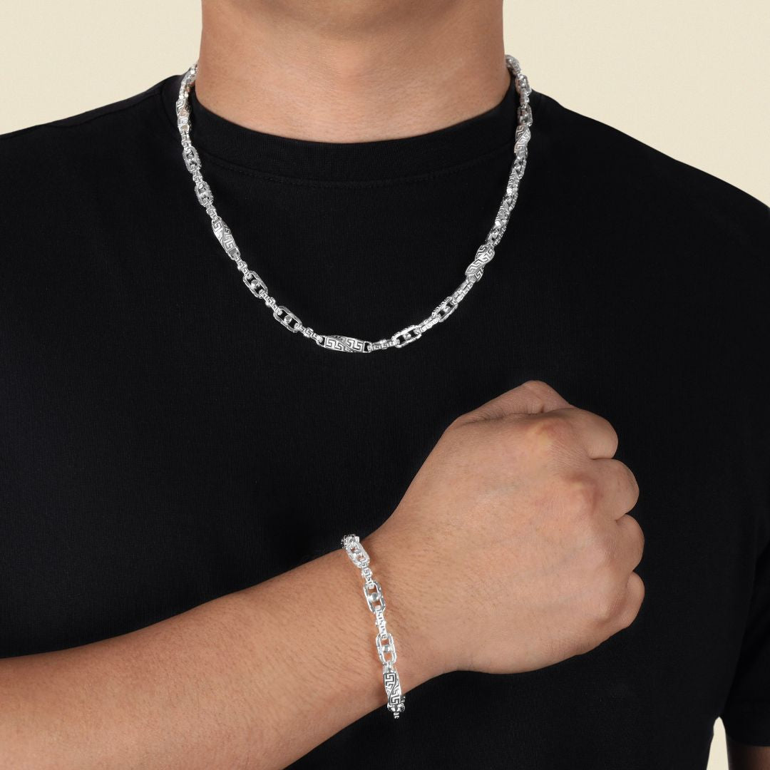 Set - Santorini 6mm - Halskette + Armband aus 925 Silber - Taipan Schmuck