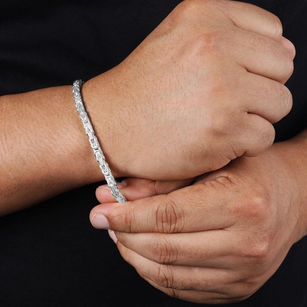 Set - Königskette vierkant 4mm - Halskette + Armband aus 925 Silber - 20% sparen - Taipan Schmuck