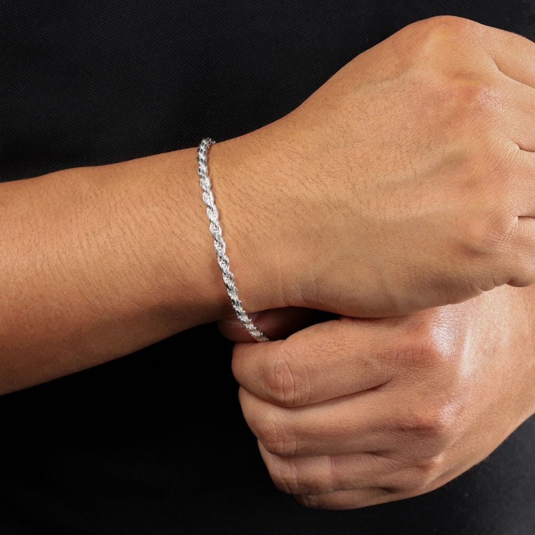 Set - Kordelkette 3,5mm - Halskette + Armband aus 925 Silber - Taipan Schmuck