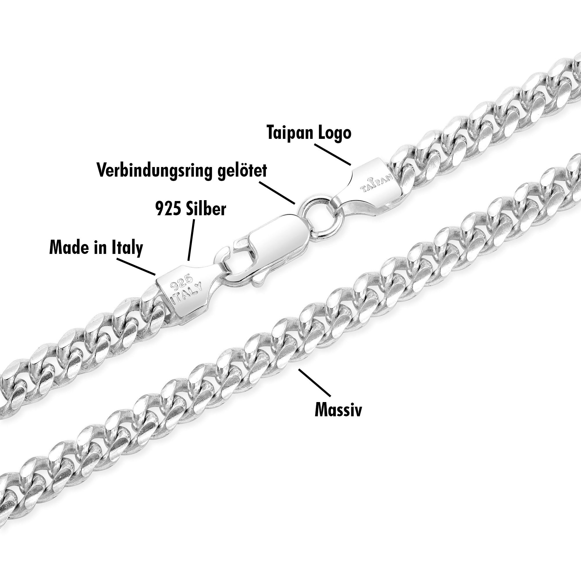 5mm Miami Cuban Link Armband Panzerkette - 925 Silber - Taipan Schmuck