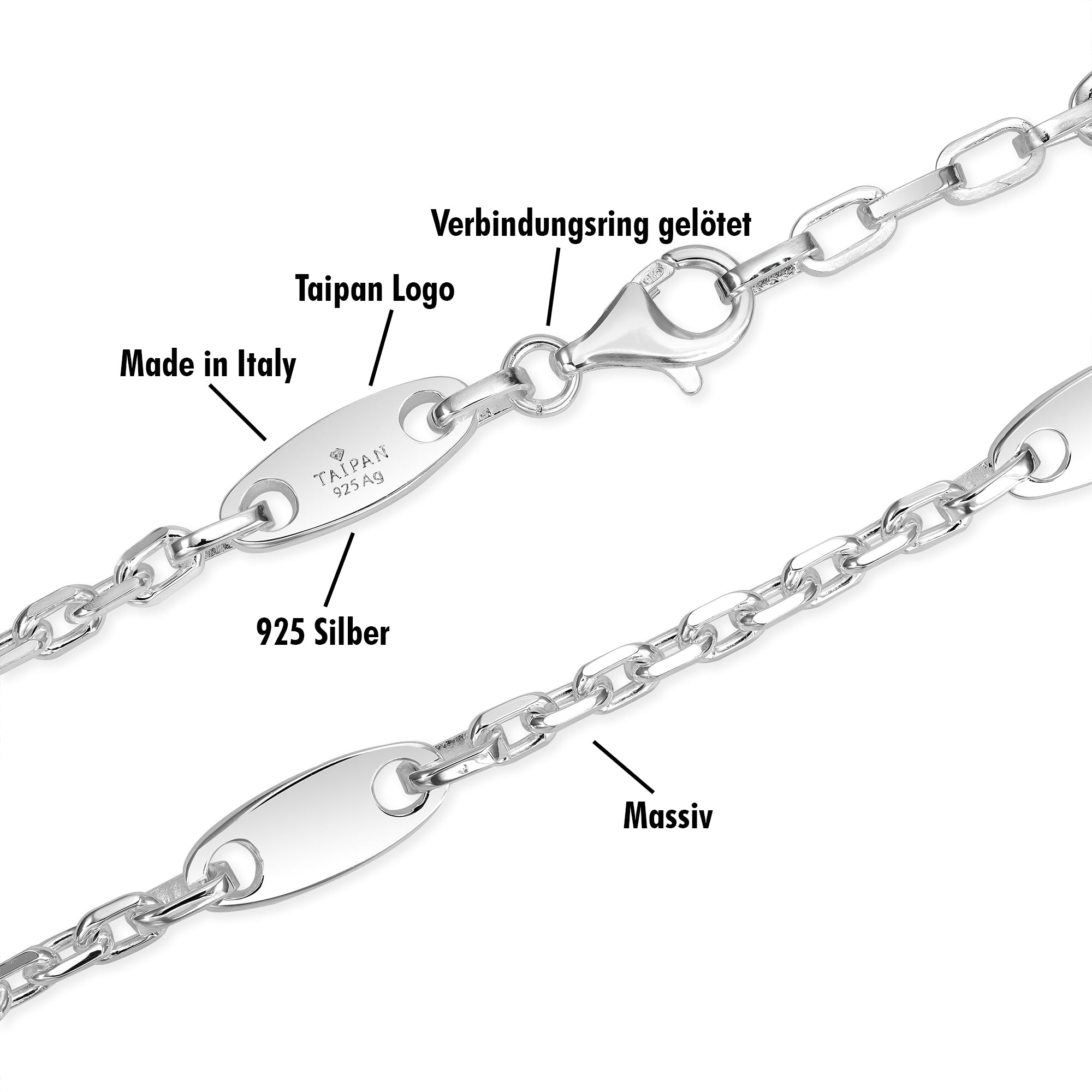 Luxor Kette Plattenkette + Ankerkette 6mm breit aus 925 Sterlingsilber "Oriental Dream" - Taipan Schmuck