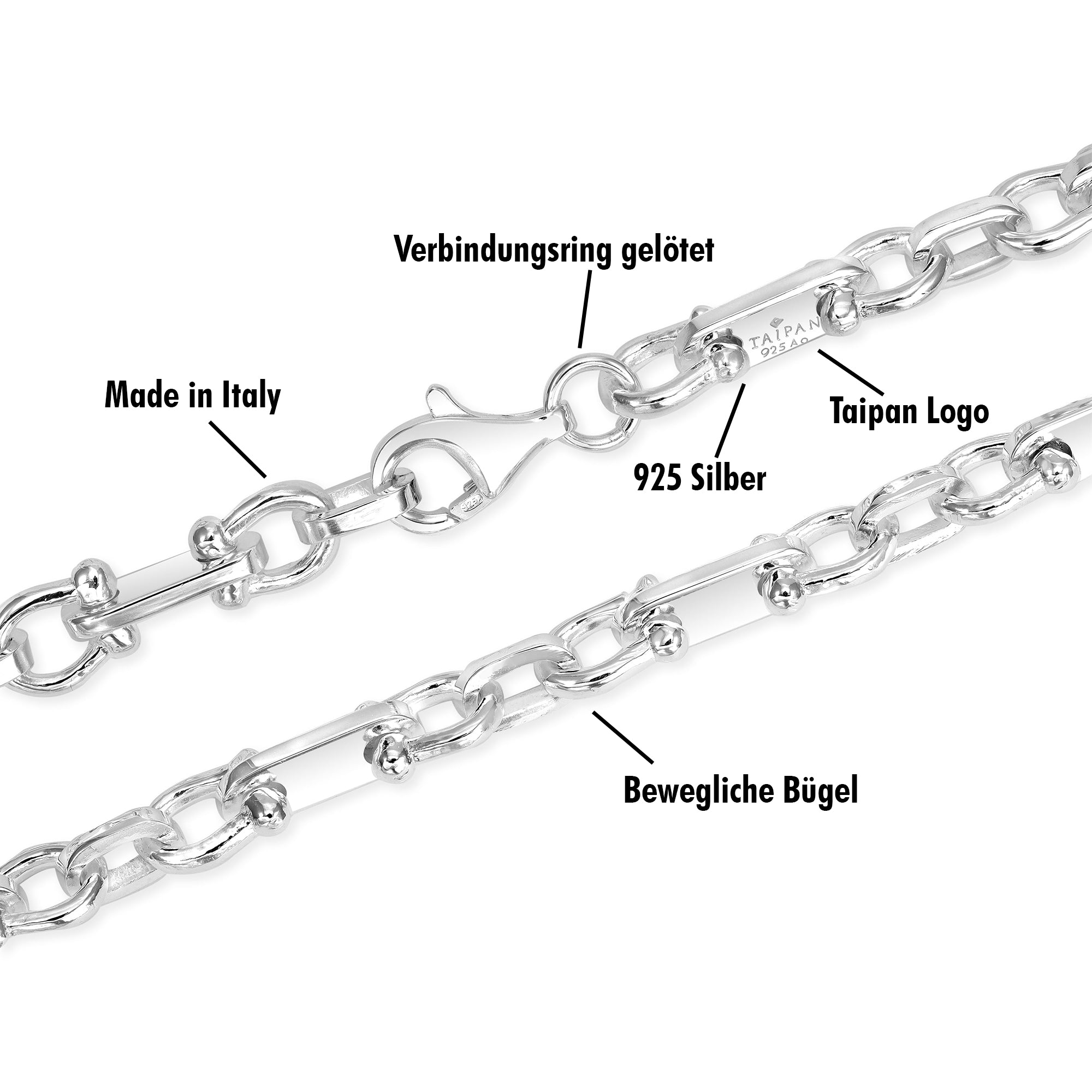 Pharao Kette Armband Plattenkette 6,5mm breit aus 925 Sterlingsilber "Oriental Dream" - Taipan Schmuck