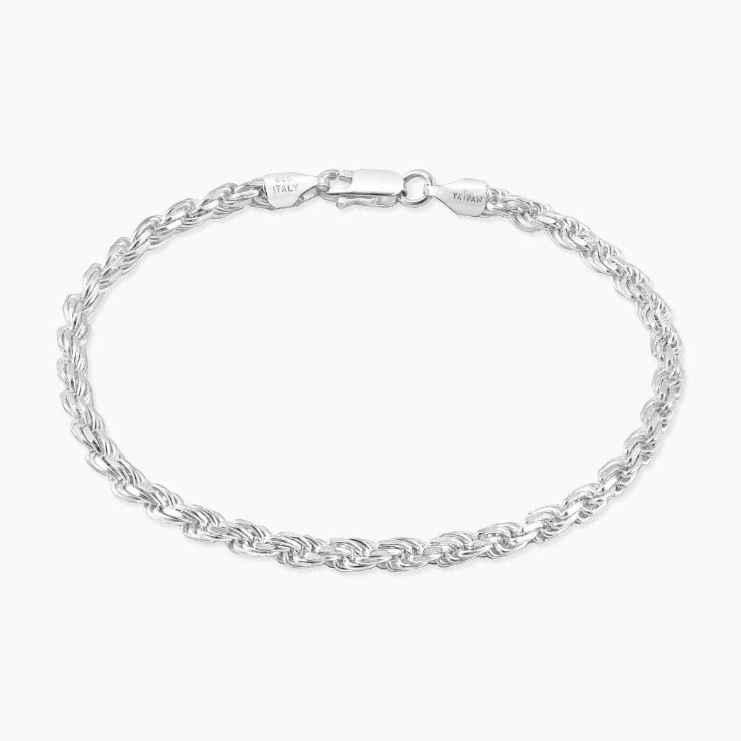Set - Kordelkette 3,5mm - Halskette + Armband aus 925 Silber - Taipan Schmuck