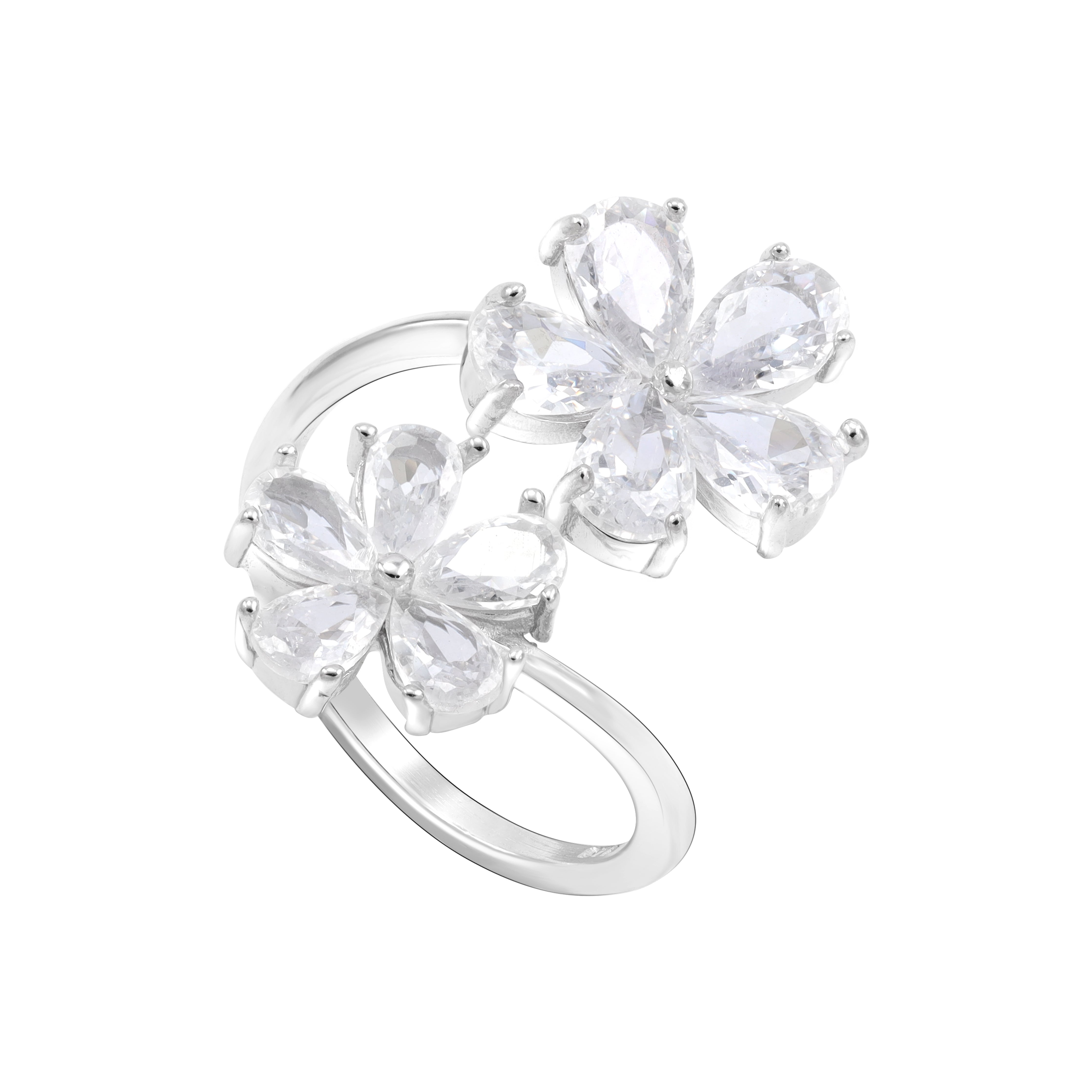 Damen Zirkonia Blumen Motiv Silberring aus 925 Sterlingsilber - Taipan Schmuck