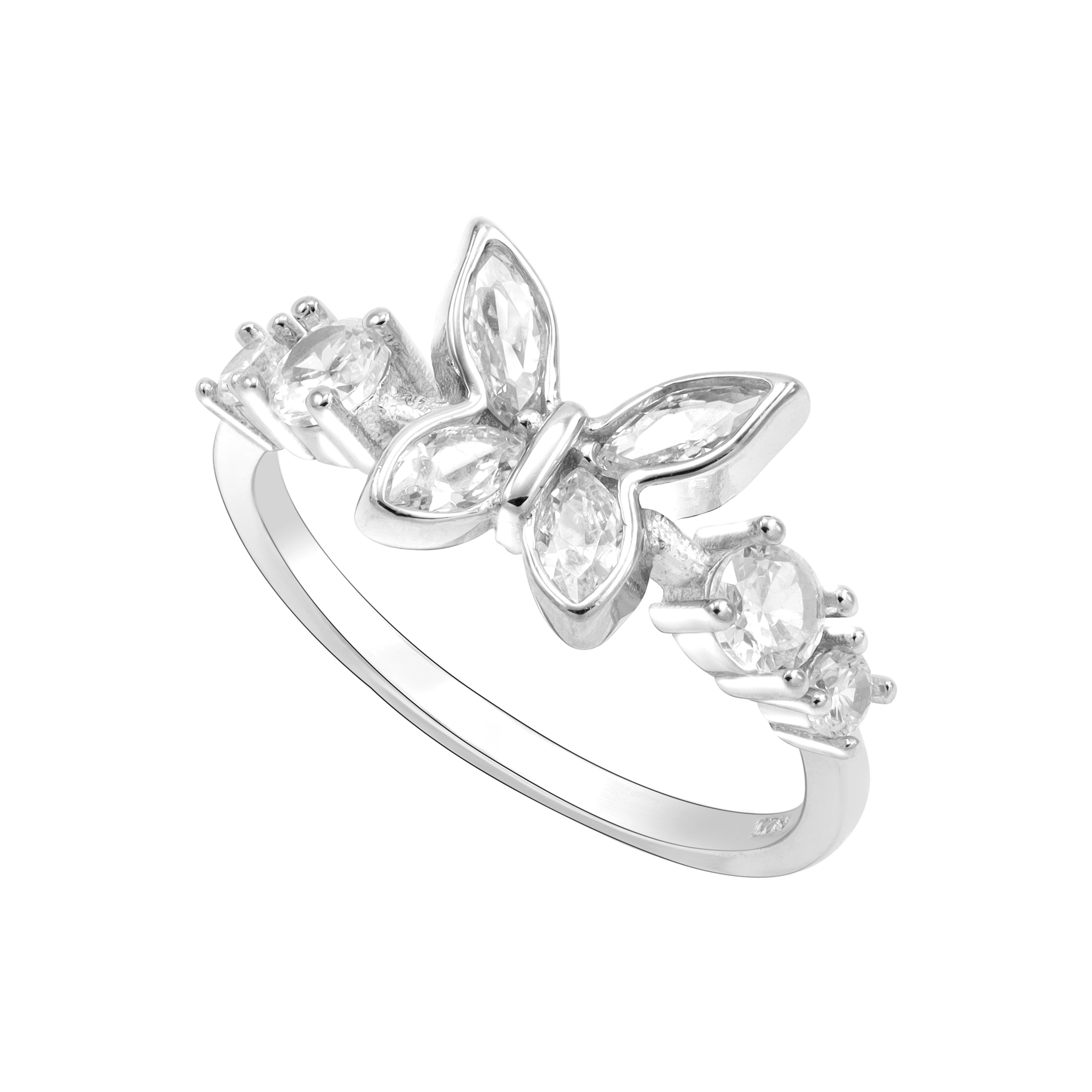 Damen Silberring Zirkonia Schmetterling Motiv Größe 6-8 aus 925 Sterlingsilber - Taipan Schmuck