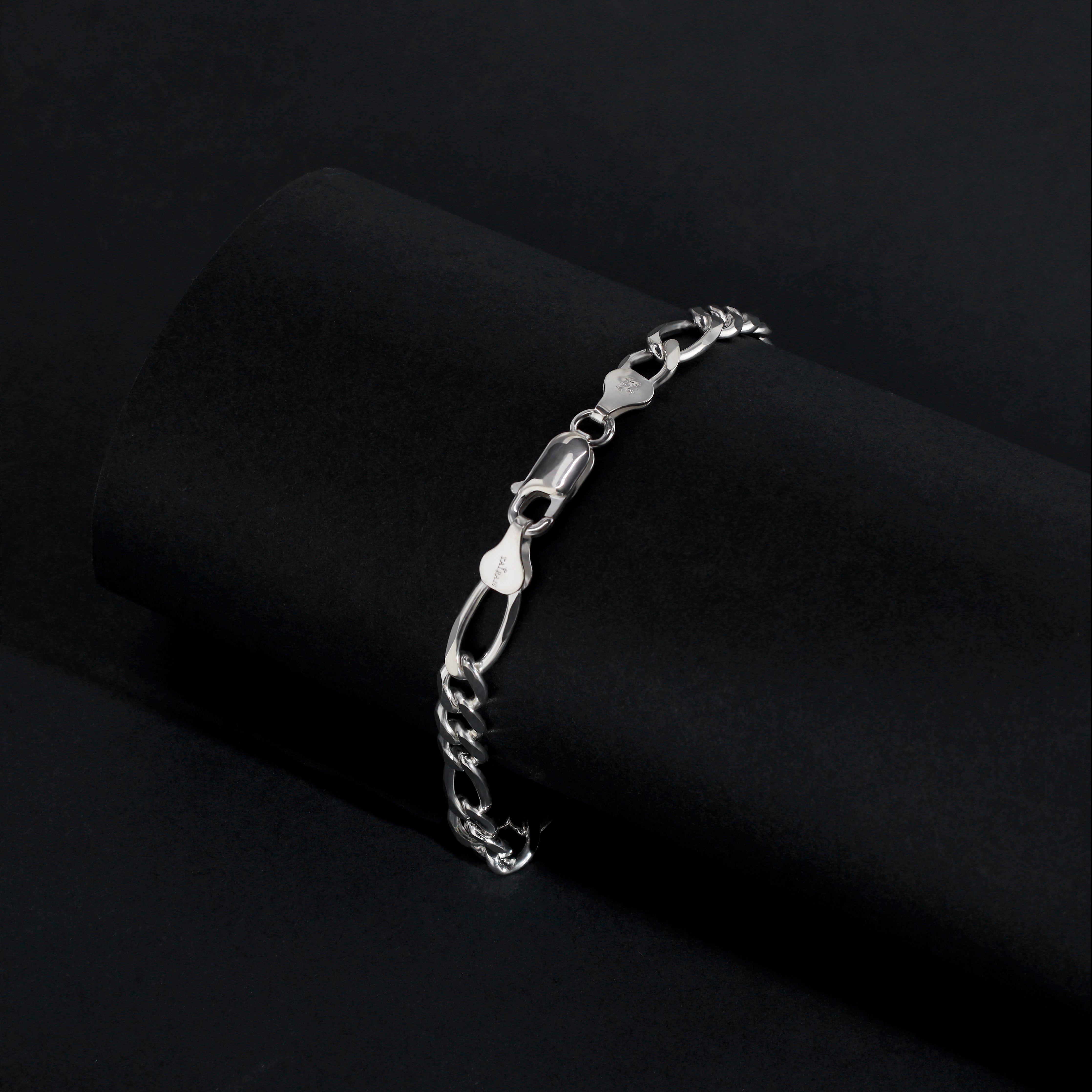 6mm Figaro Armband 21cm aus 925 Sterlingsilber
