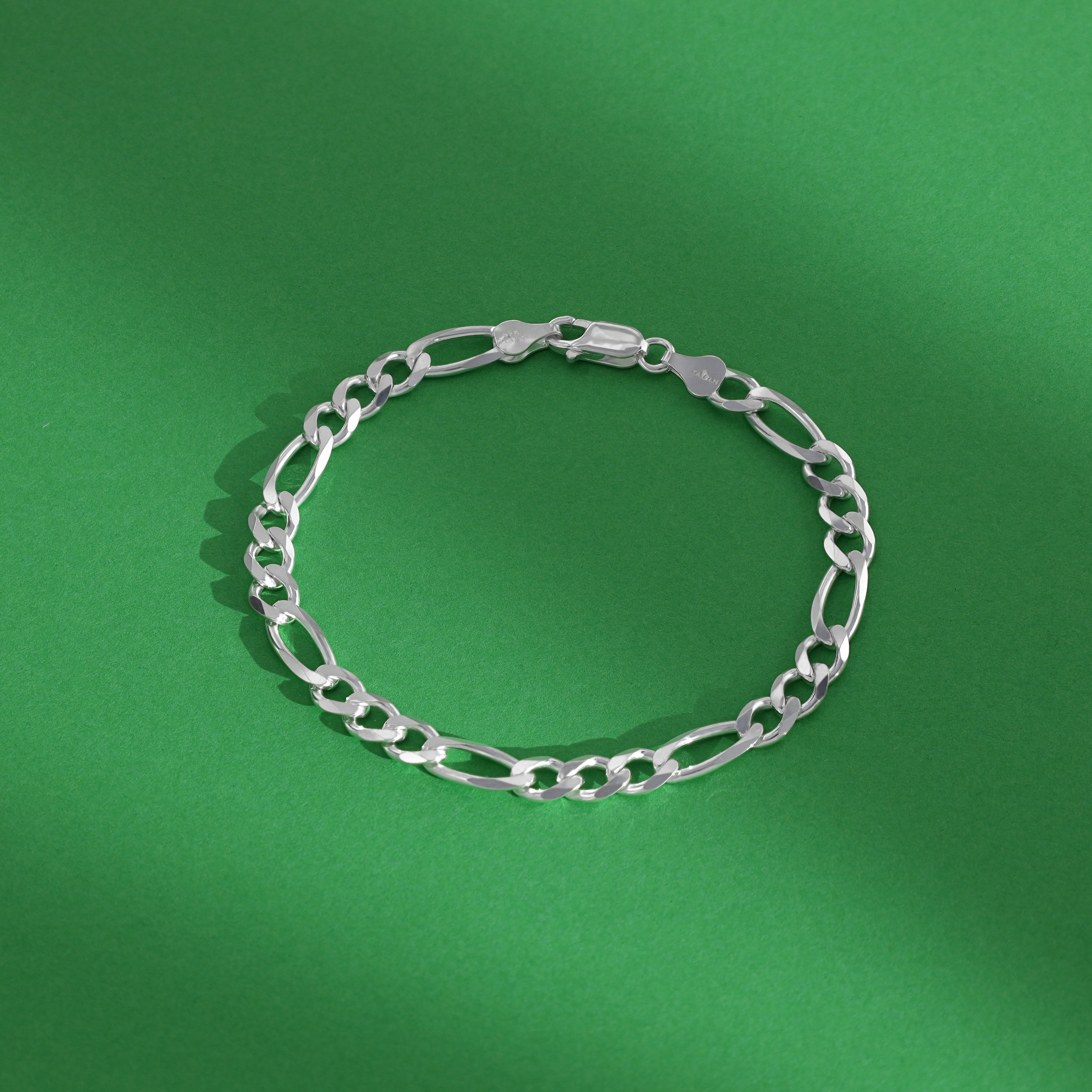6mm Figaro Armband 21cm aus 925 Sterlingsilber