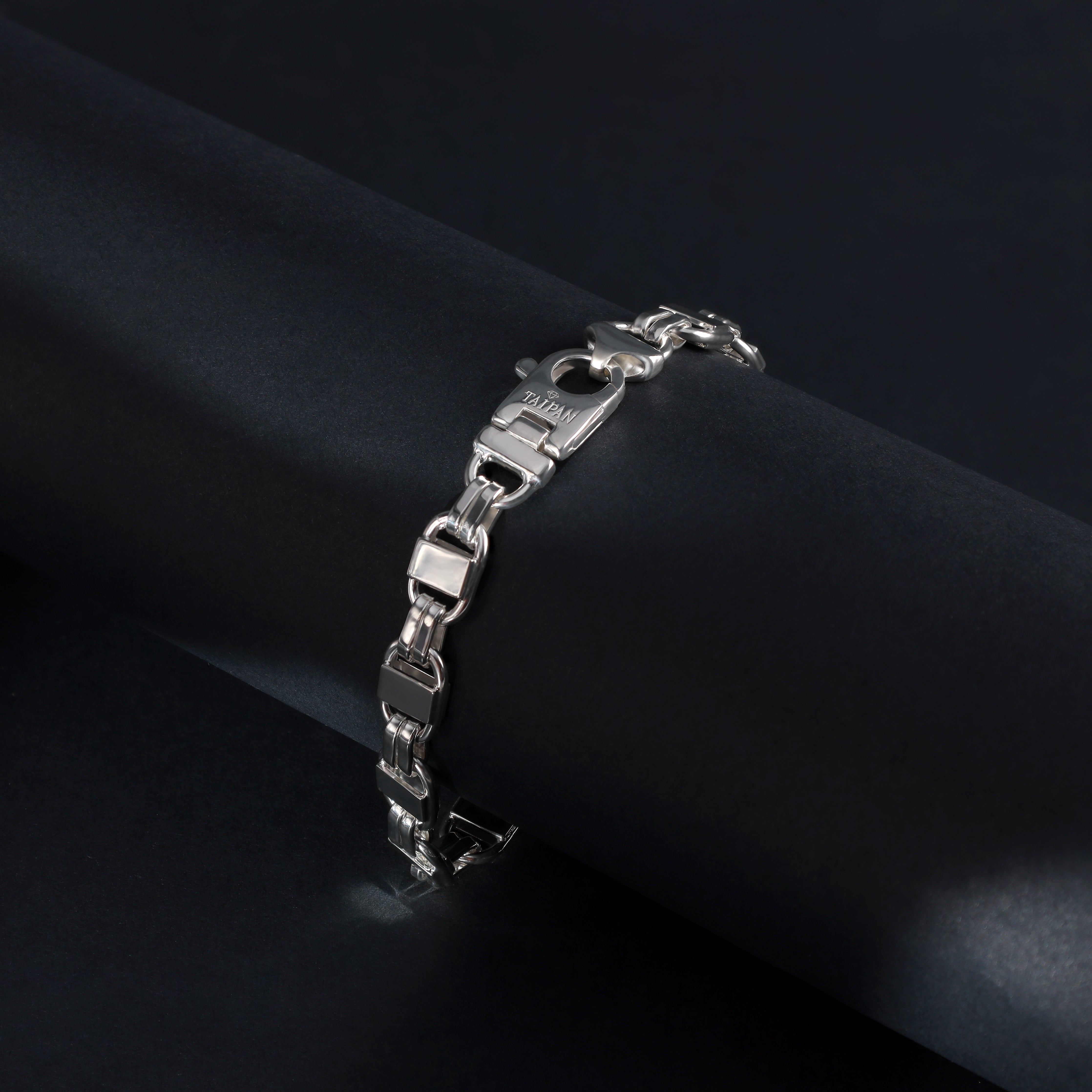 8mm Plattenketten Armband 21cm aus 925 Sterlingsilber