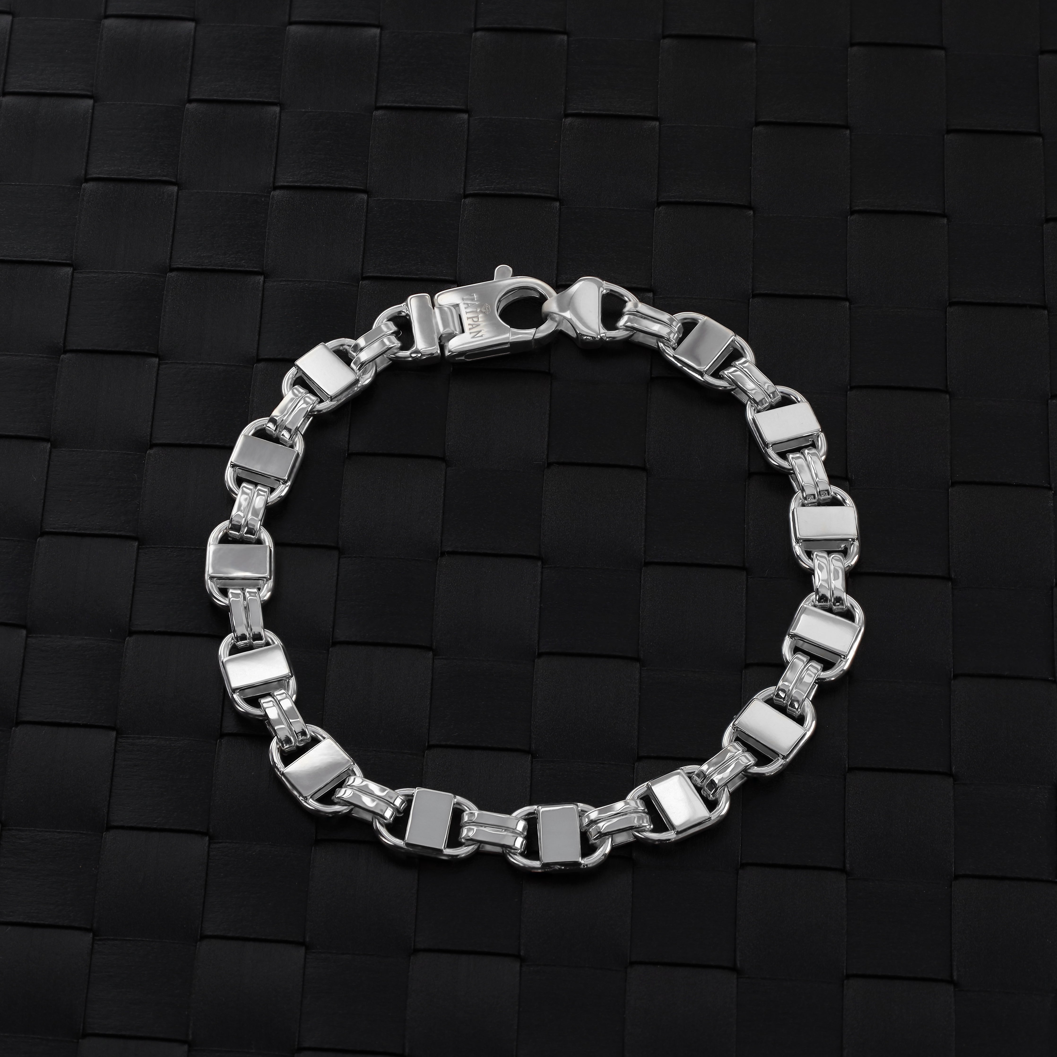 8mm Plattenketten Armband 21cm aus 925 Sterlingsilber