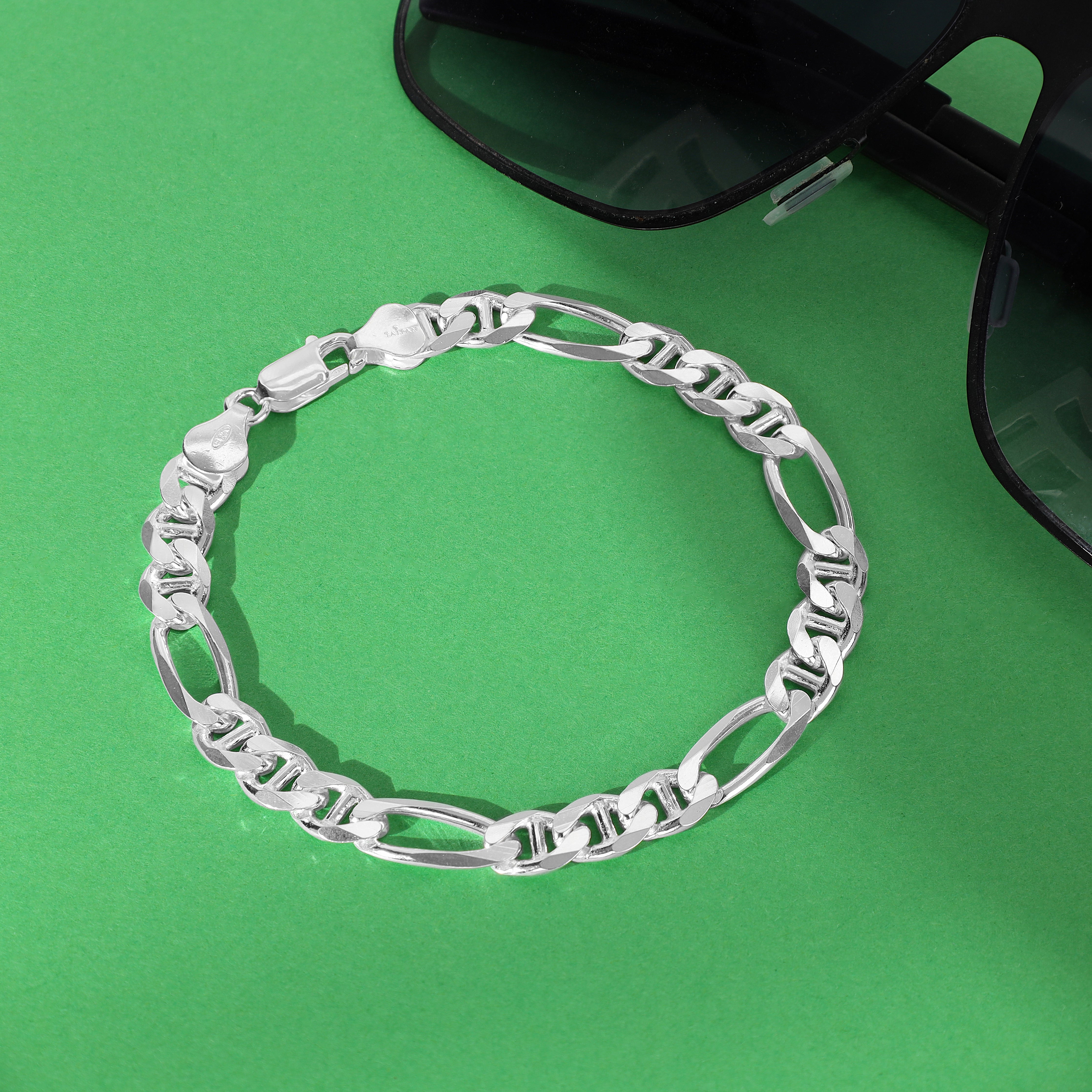7mm Figaro Armband 925 Sterlingsilber