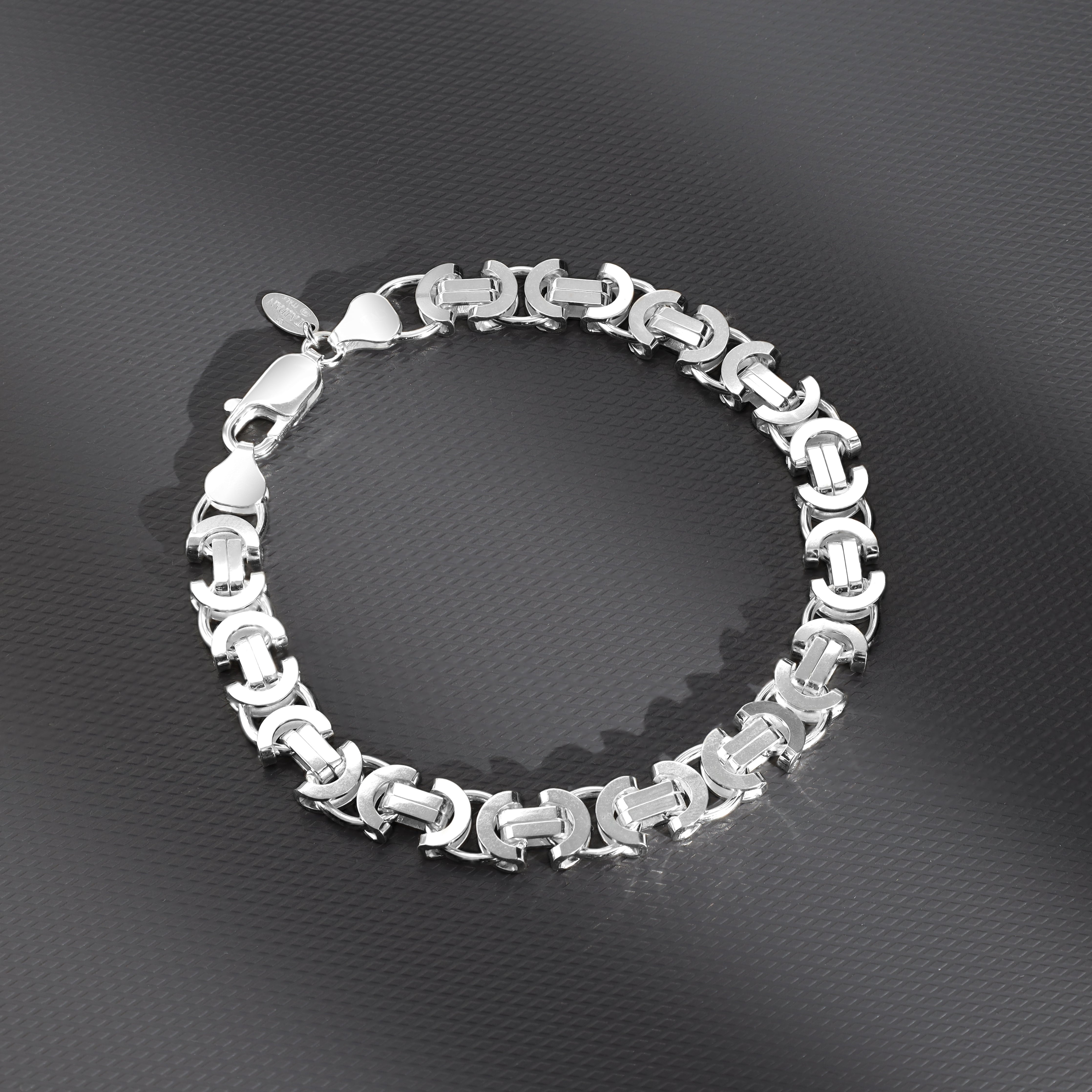 Flache Königskette Armband Etrusker Kette 8,5mm breit 22cm lang aus 925 Sterling Silber (B431) - Taipan Schmuck