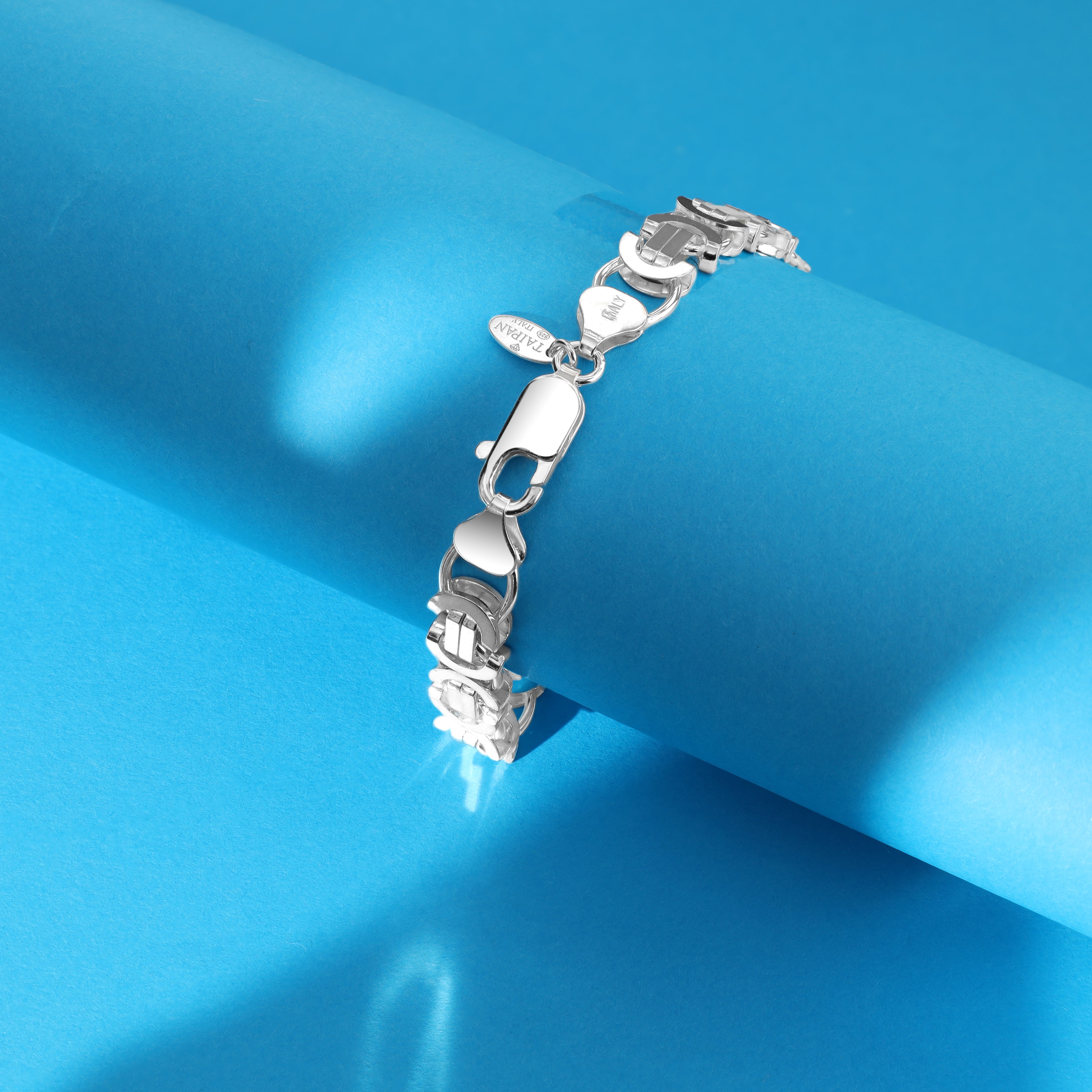 Flache Königskette Armband Etrusker Kette 8,5mm breit 22cm lang aus 925 Sterling Silber (B431) - Taipan Schmuck