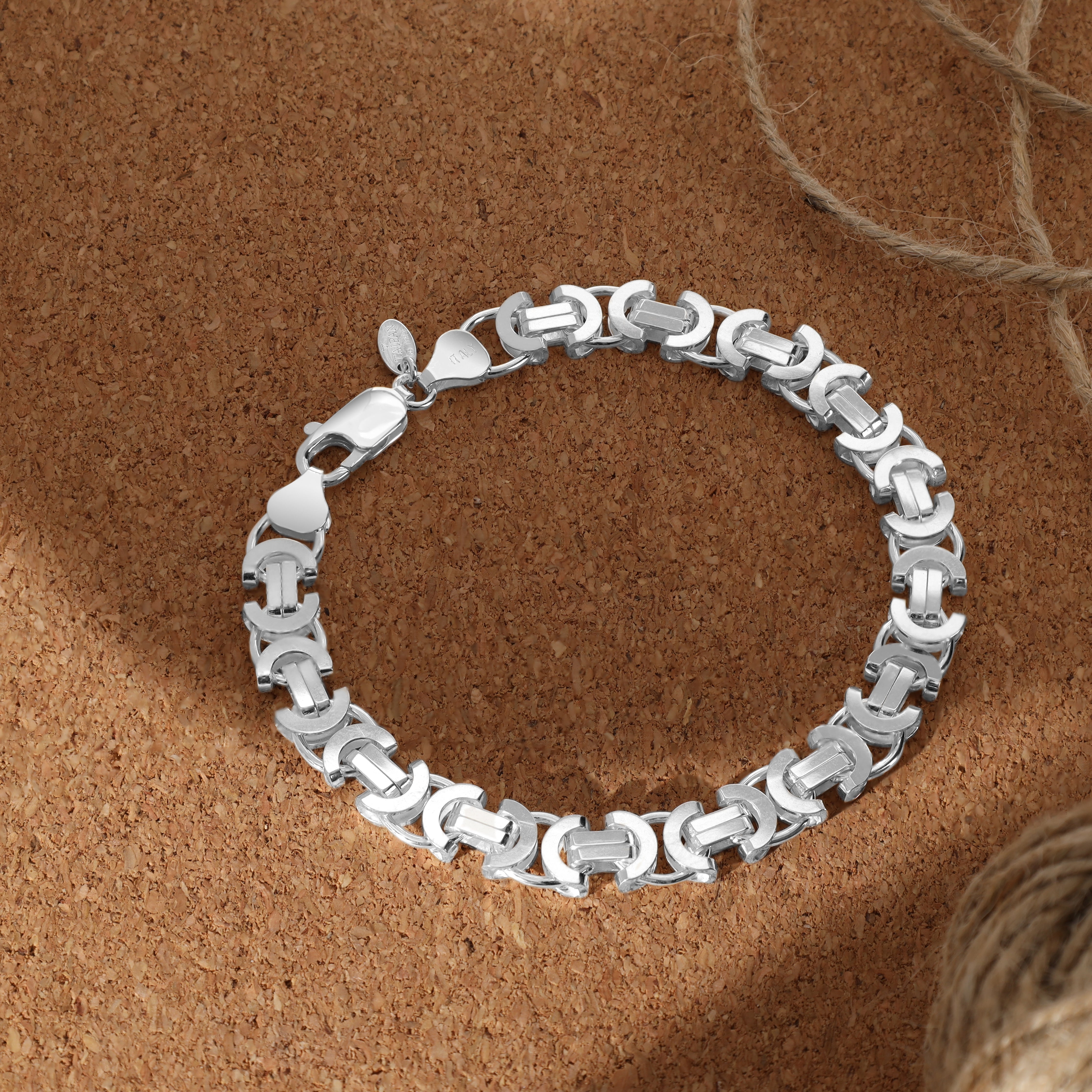 Flache Königskette Armband Etrusker Kette 8,5mm breit 22cm lang aus 925 Sterling Silber (B431) - Taipan Schmuck