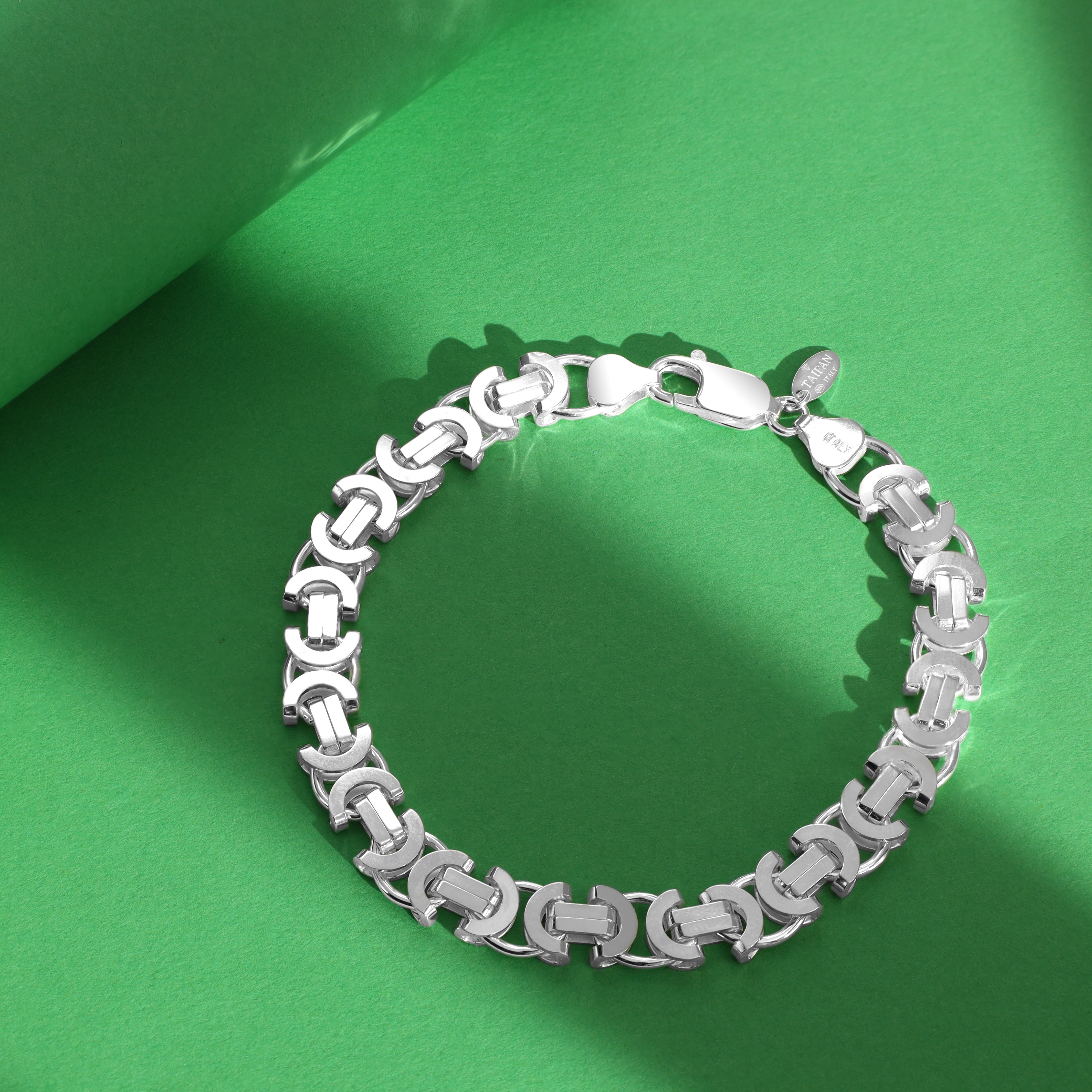 Flache Königskette Armband Etrusker Kette 8,5mm breit 22cm lang aus 925 Sterling Silber (B431) - Taipan Schmuck