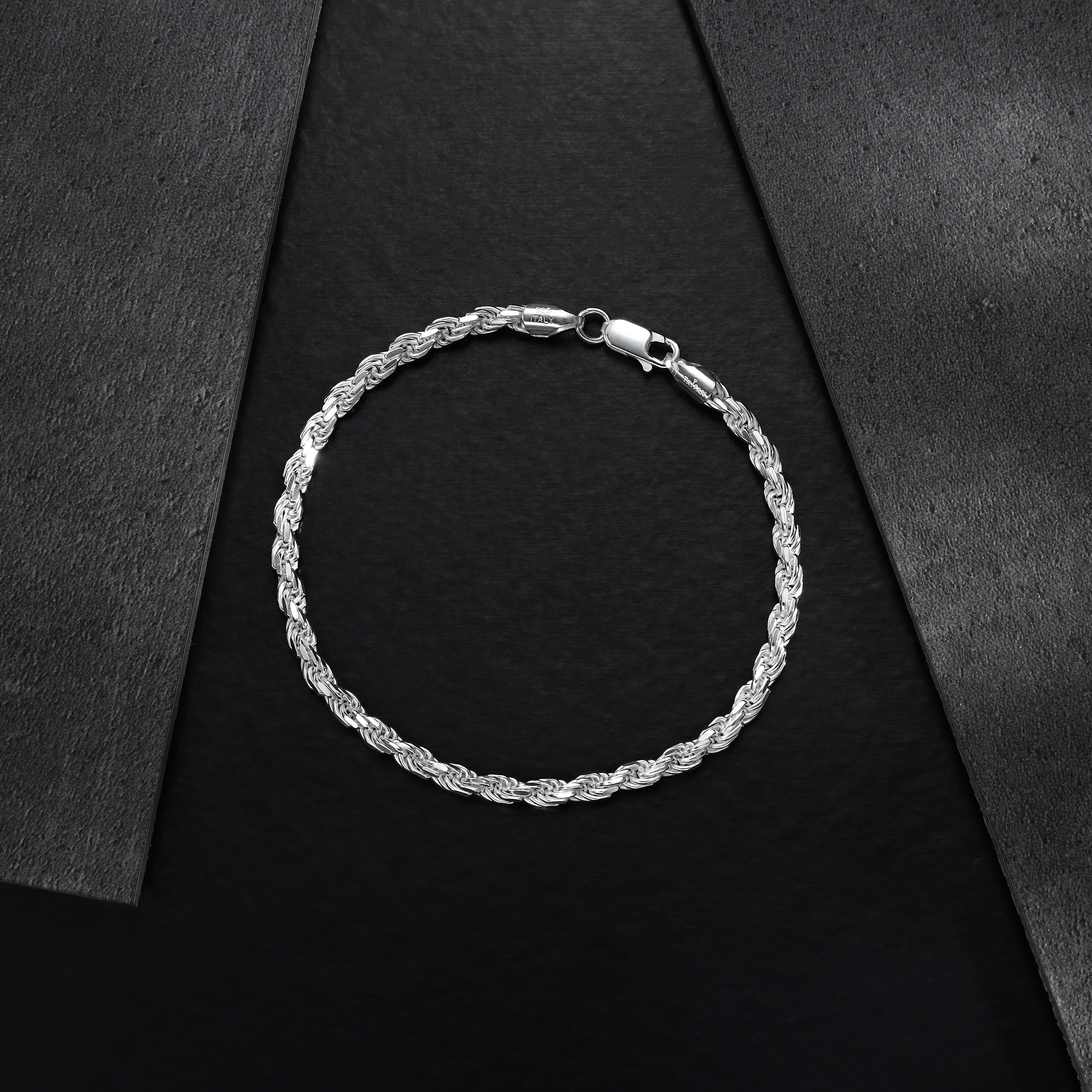 Kordelkette Rope Chain Armband 3,5mm breit 17/19/21cm lang 925 Sterling Silber - Taipan Schmuck