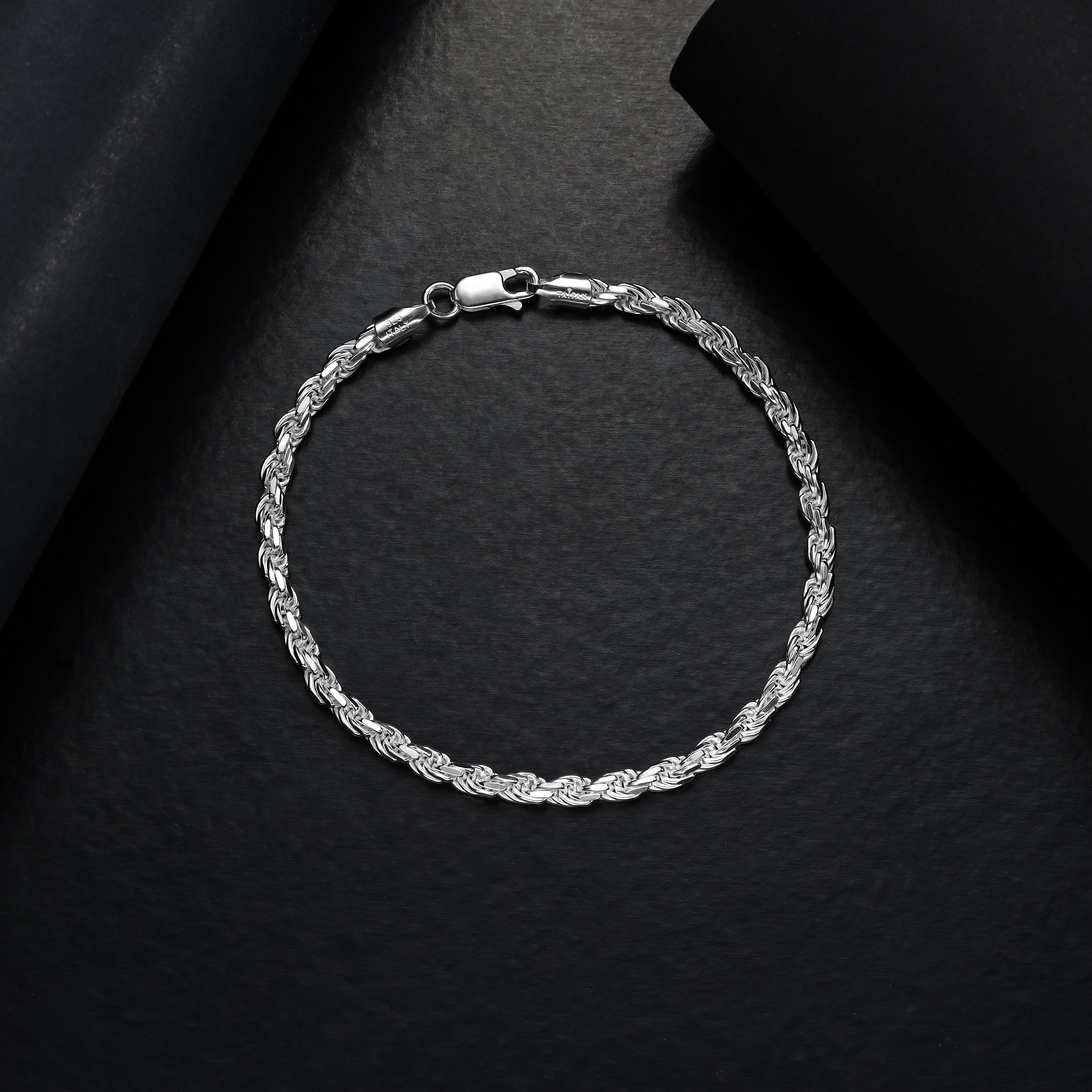 Kordelkette Armband Rope Chain aus 925 Silber in 3,5mm - Taipan Schmuck