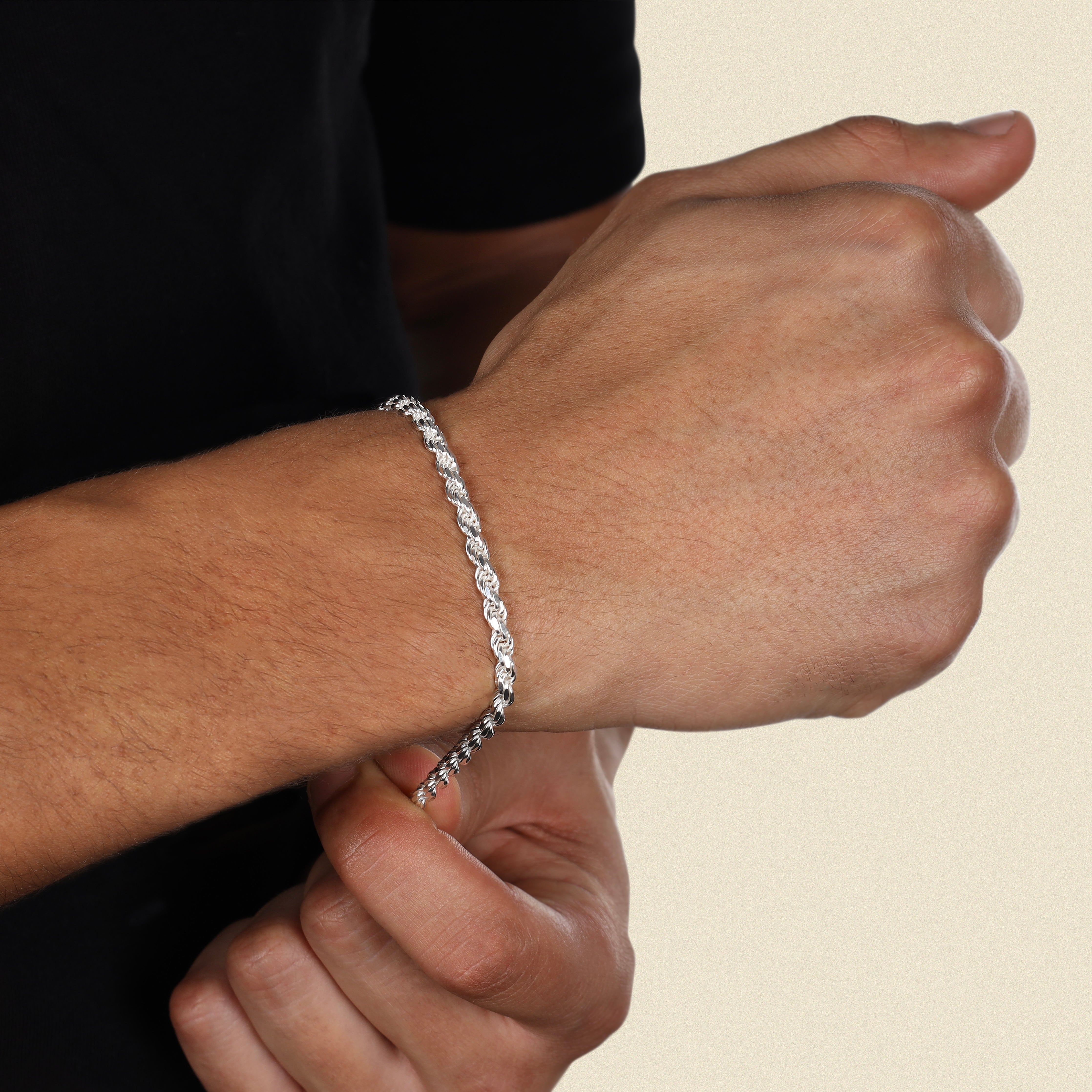 Kordelkette Armband Rope Chain aus 925 Silber in 3,5mm - Taipan Schmuck