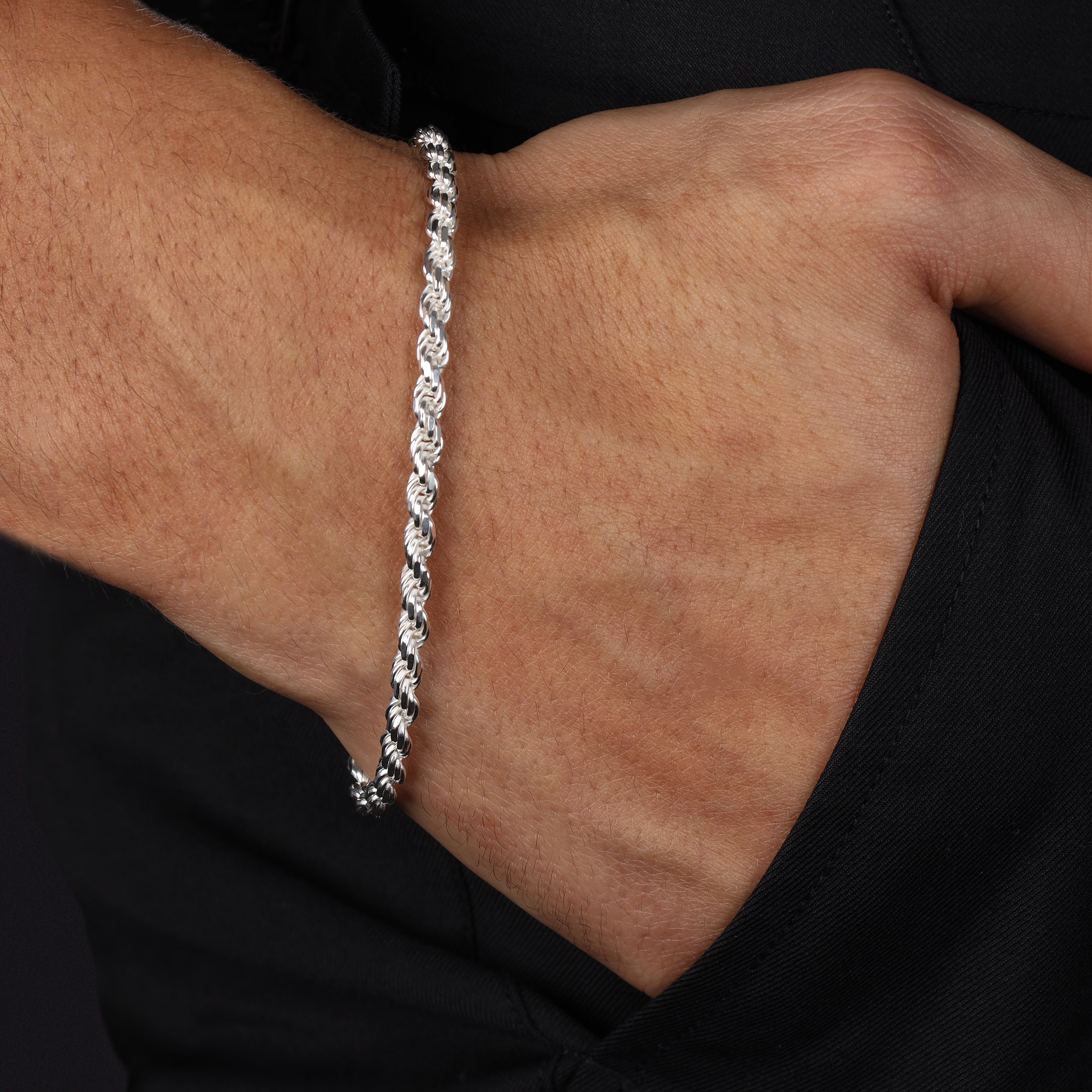 Kordelkette Armband Rope Chain aus 925 Silber in 3,5mm - Taipan Schmuck