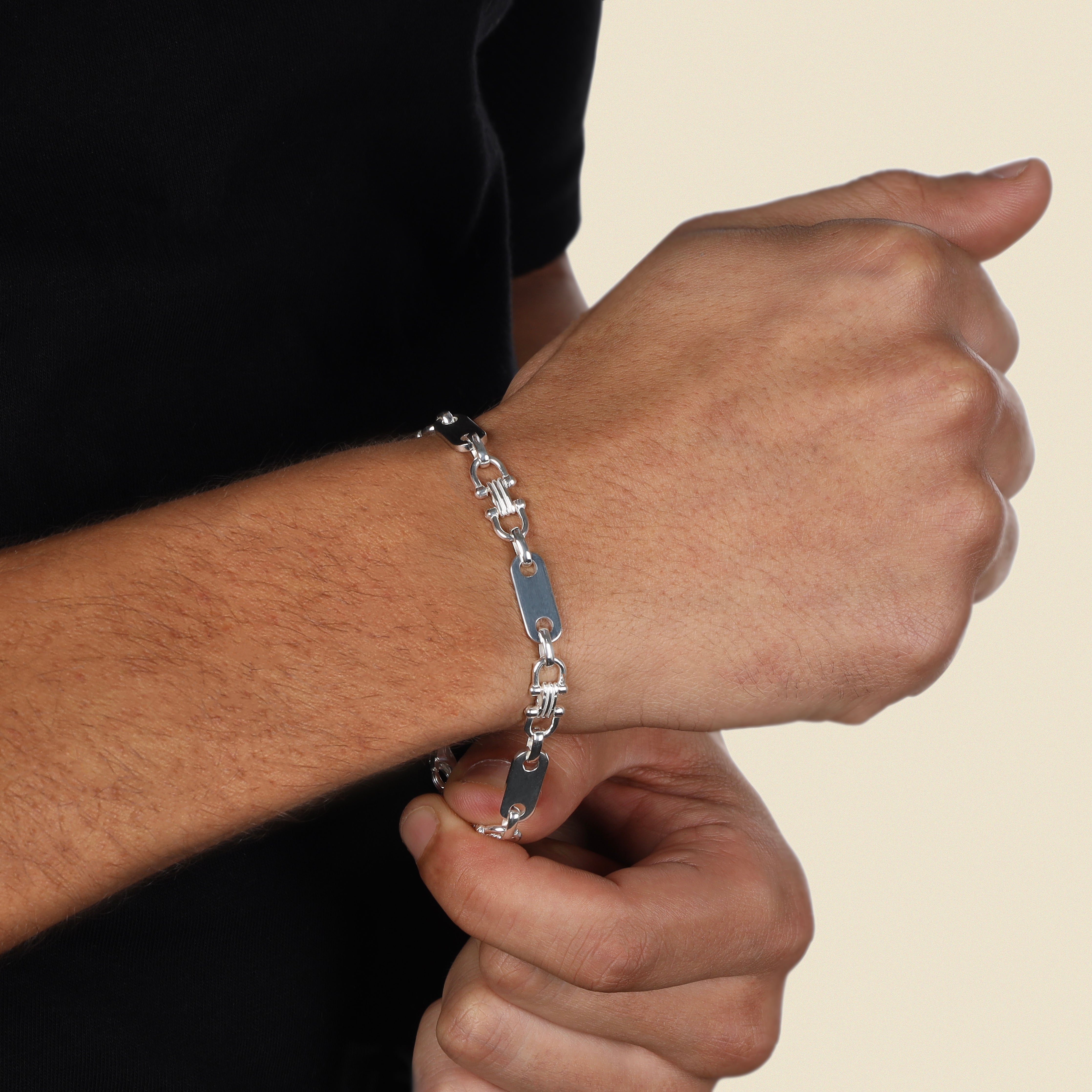 Plattenkette Armband Steigbügelkette 7,8mm breit aus 925 Sterling Silber - Taipan Schmuck