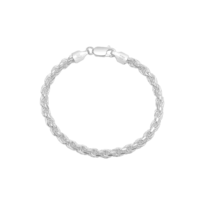 Set - 5mm Kordelkette Rope Chain Kette + Armband aus 925 Silber - Taipan Schmuck