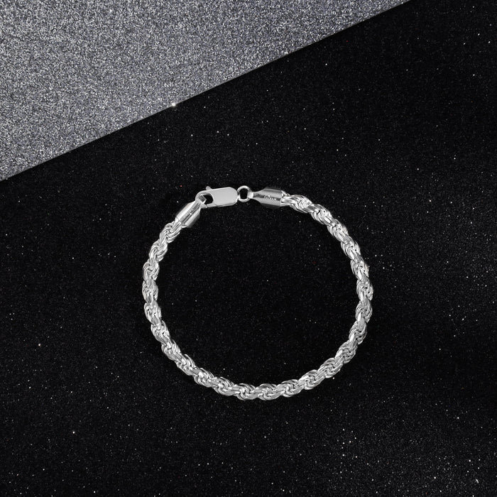 Set - 5mm Kordelkette Rope Chain Kette + Armband aus 925 Silber - Taipan Schmuck