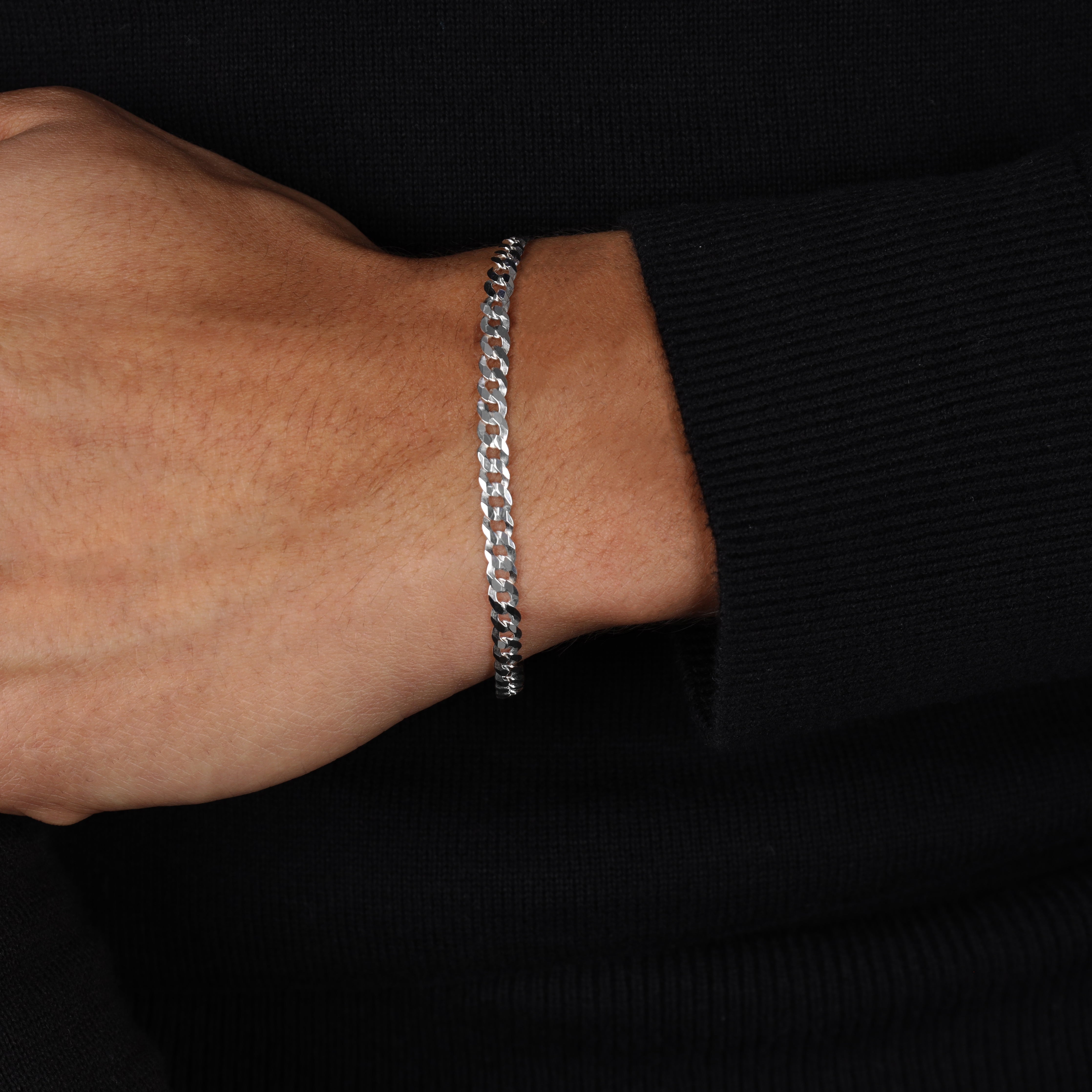4mm flache Panzerkette Armband - 925 Silber - Taipan Schmuck