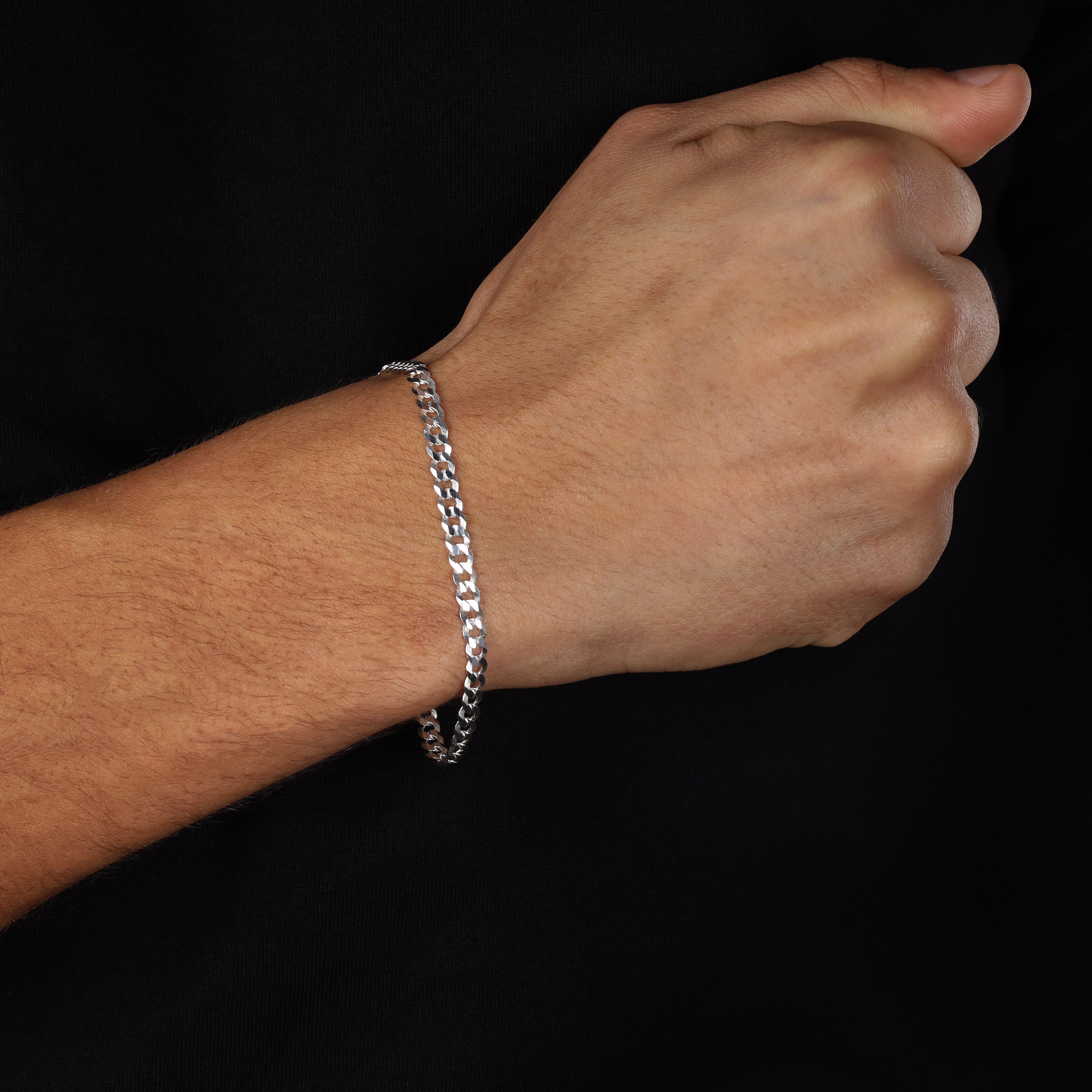 4mm flache Panzerketten Armband aus 925 Sterling Silber - Taipan Schmuck