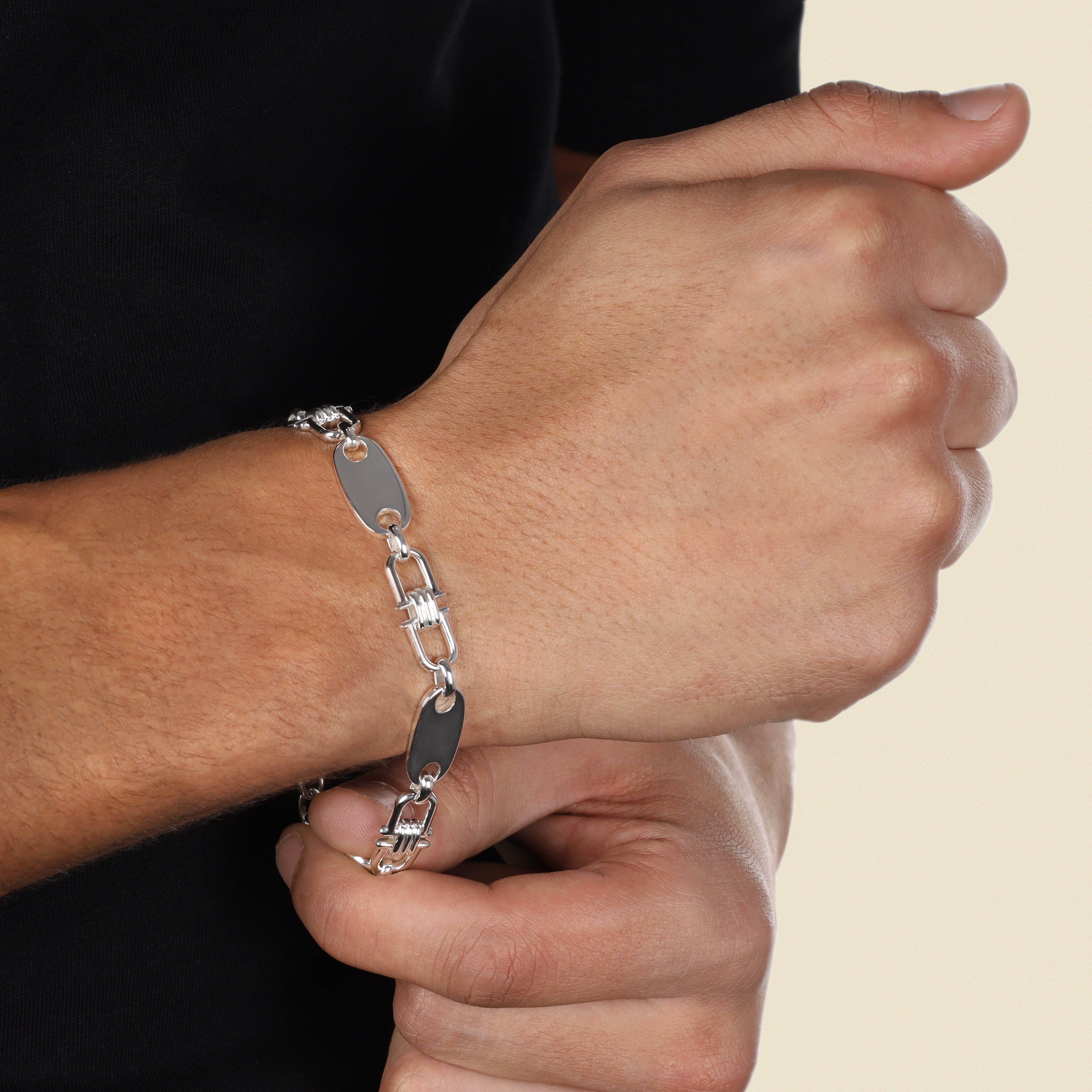 10mm Plattenkette bewegliche Steigbügelkette Armband - 925 Silber - Taipan Schmuck