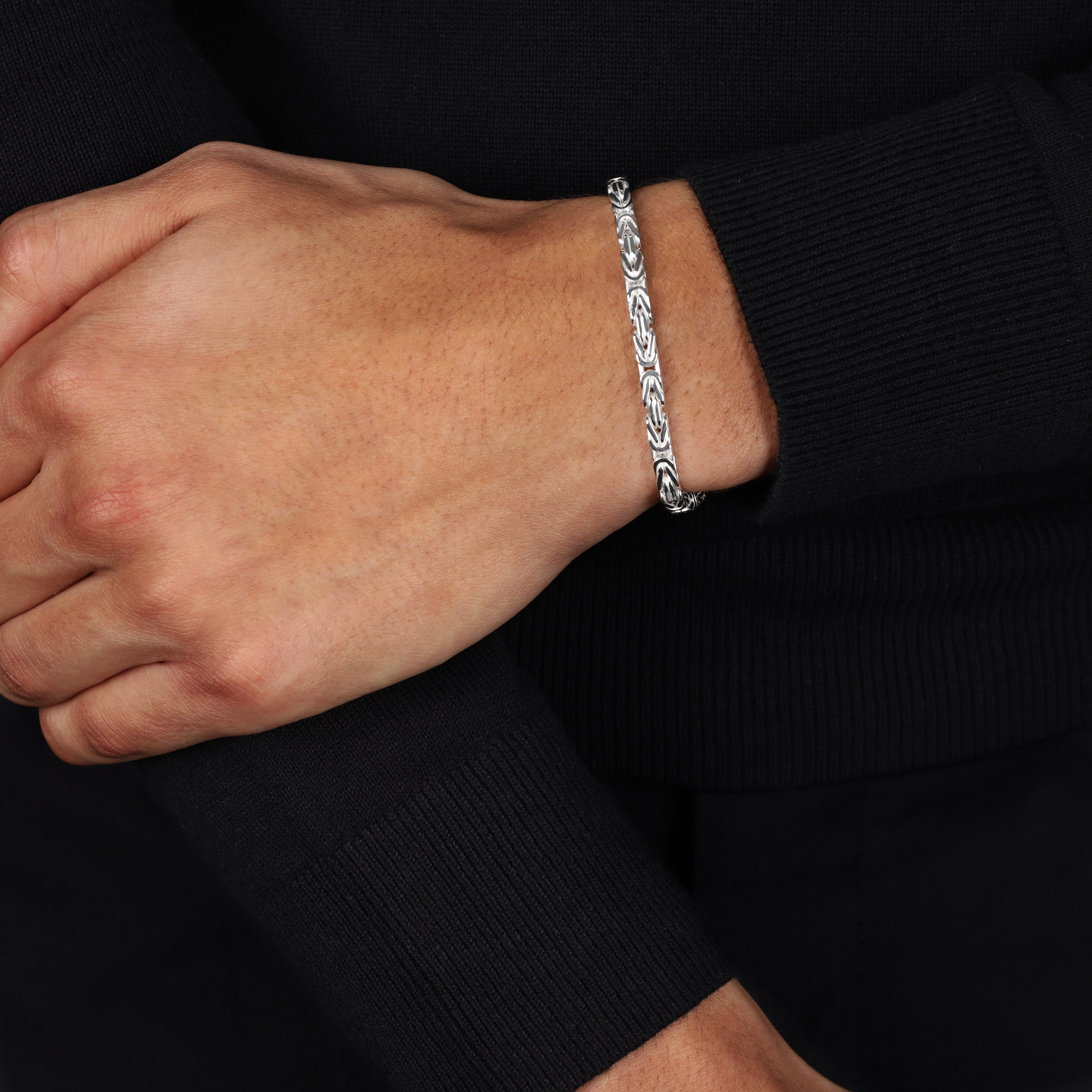 4mm Königskette Armband - 925 Silber massiv vierkant hochglanzpoliert - Taipan Schmuck