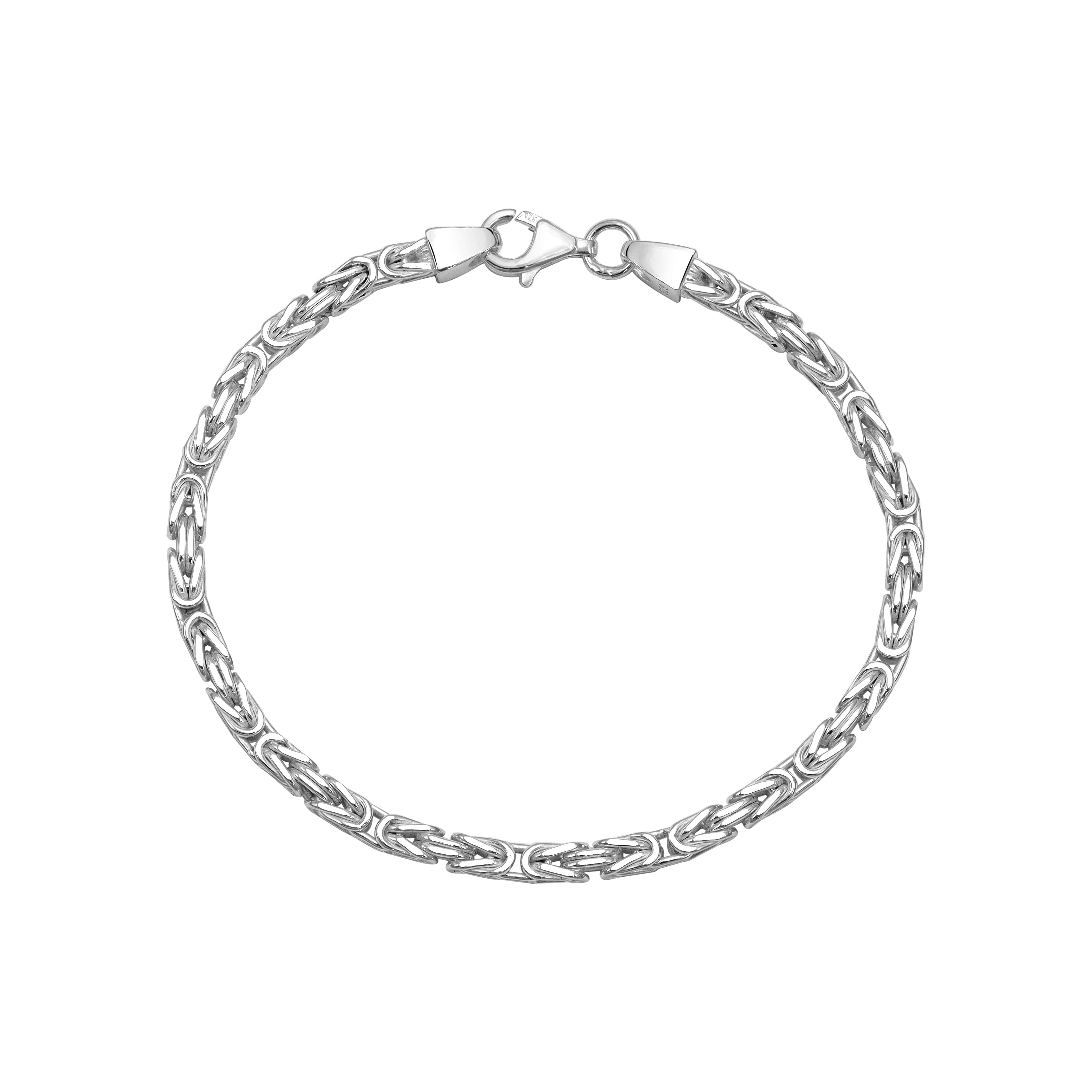 3mm Königskette Armband - 925 Silber massiv vierkant hochglanzpoliert - Taipan Schmuck