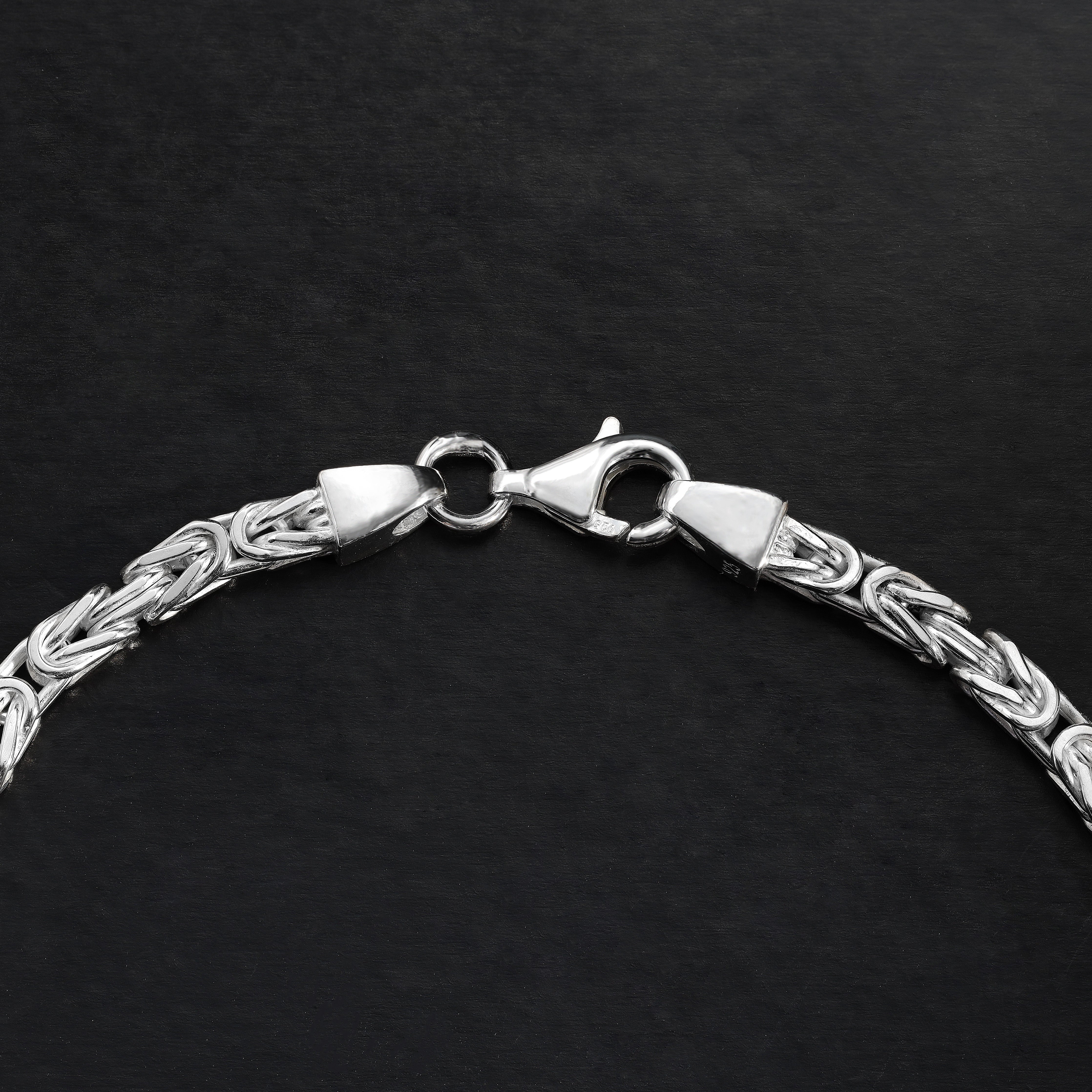 3mm Königskette Armband - 925 Silber massiv vierkant hochglanzpoliert - Taipan Schmuck