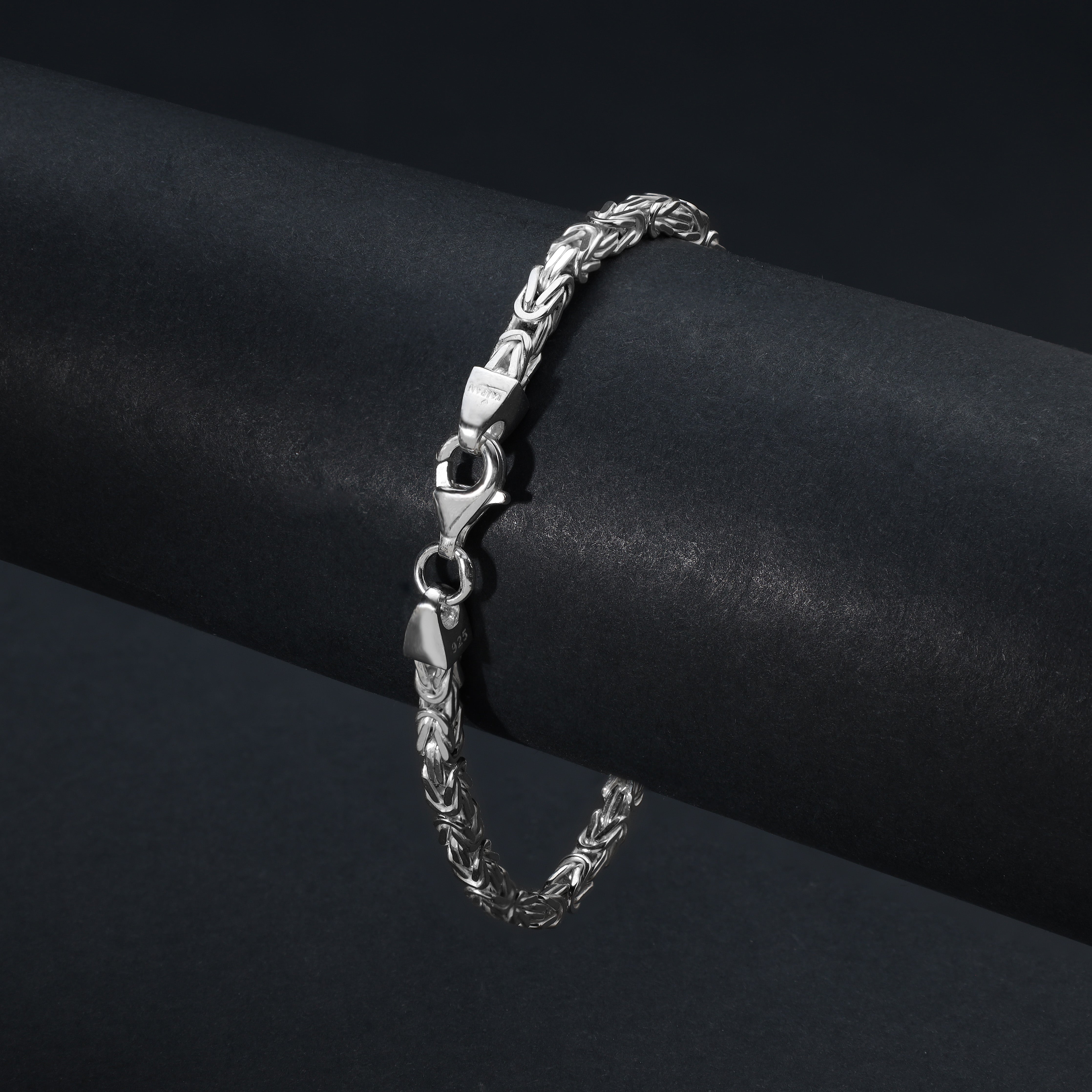 3mm Königskette Armband - 925 Silber massiv vierkant hochglanzpoliert - Taipan Schmuck