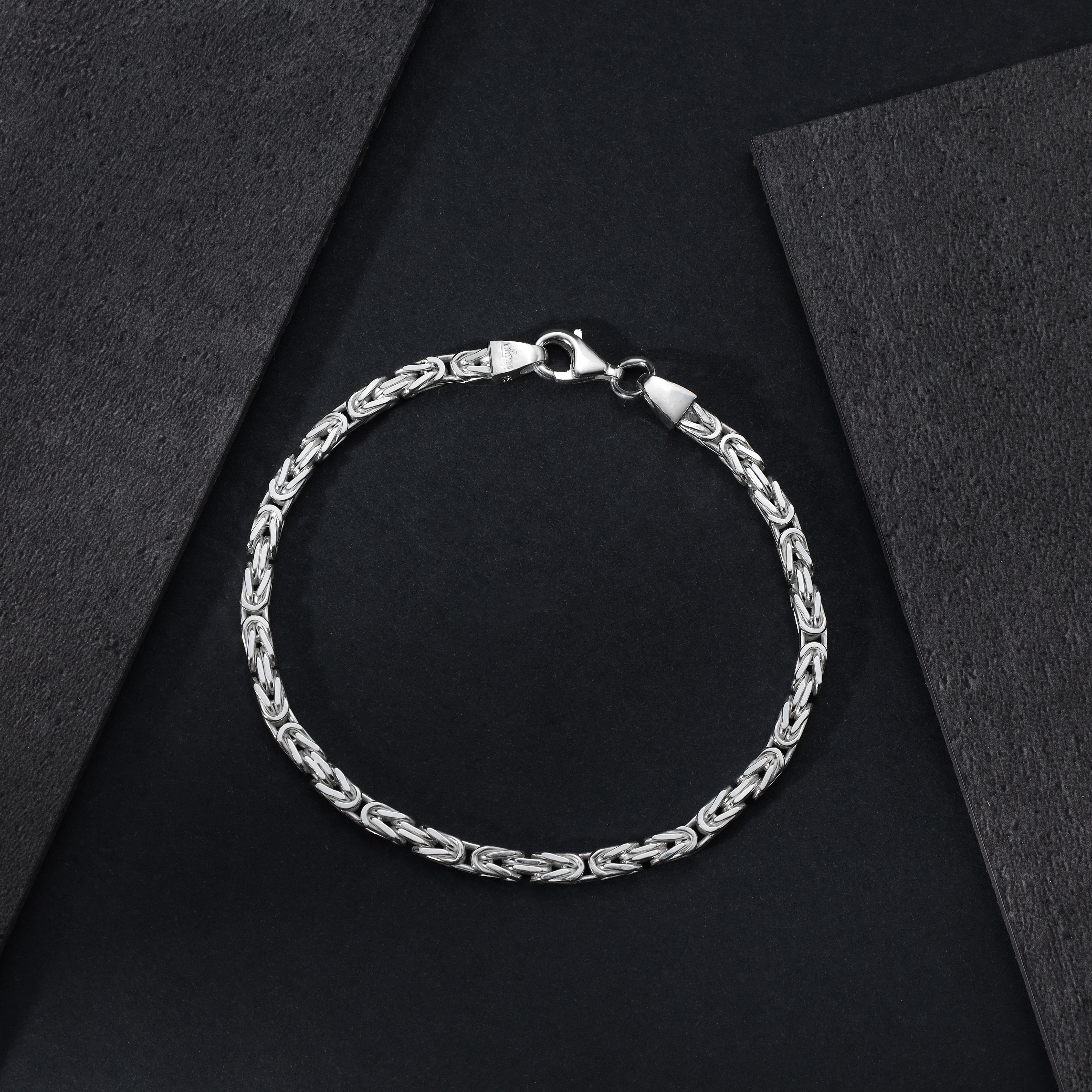 3mm Königskette Armband - 925 Silber massiv vierkant hochglanzpoliert - Taipan Schmuck
